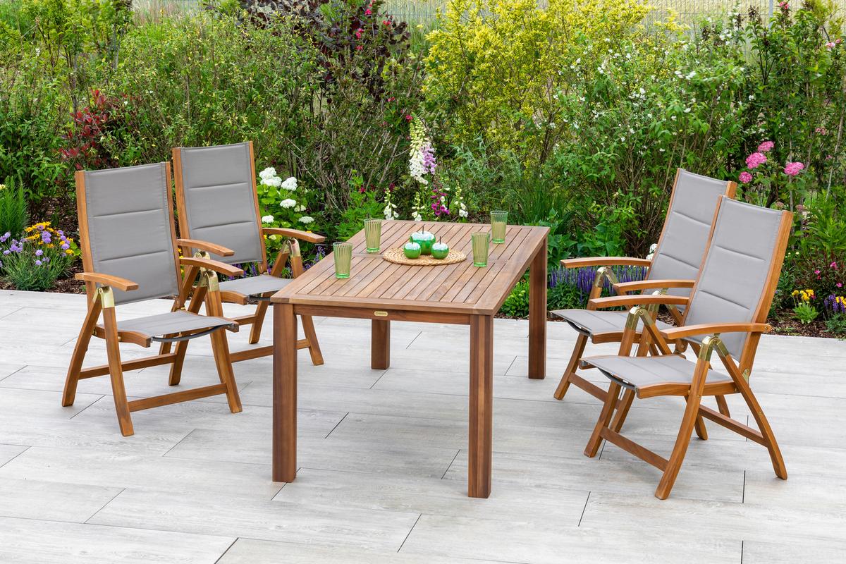 Zložljiv Vrtni Stol Acapulco, Masivno - siva/barve akacije, Romantika, tekstil/les (61,5/110,5/68cm) - Gardenson