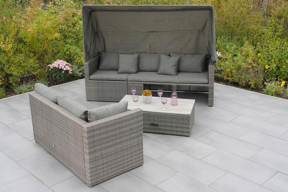 Lounge Garnitura San Marco, Blazine - siva/svetlo siva, Konvencionalno, kovina/umetna masa (250/150/168cm) - Gardenson