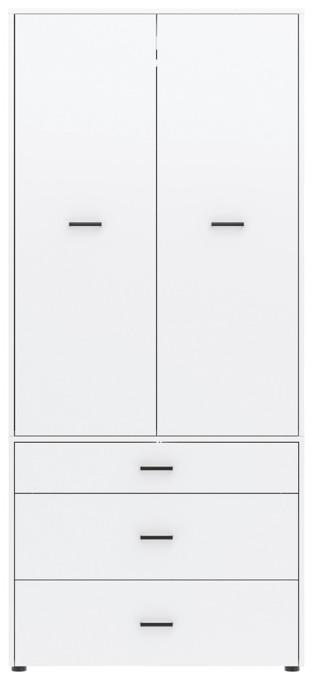 Kleiderschrank Kivo Weiß - Schwarz/Weiß, Basics, Holzwerkstoff/Kunststoff (90/199,6/52,1cm) - Based