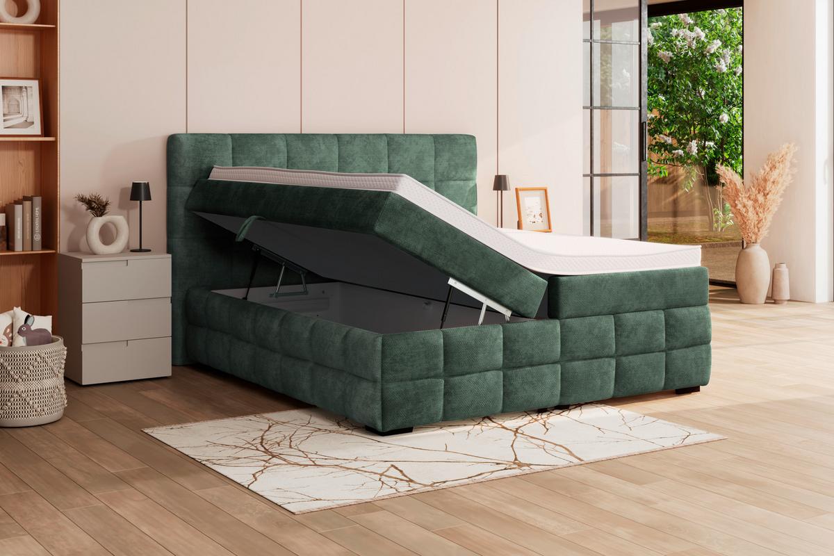 PAT BOX VEGA - verde, Trend, lemn/textil (160/200cm) - Modern Living