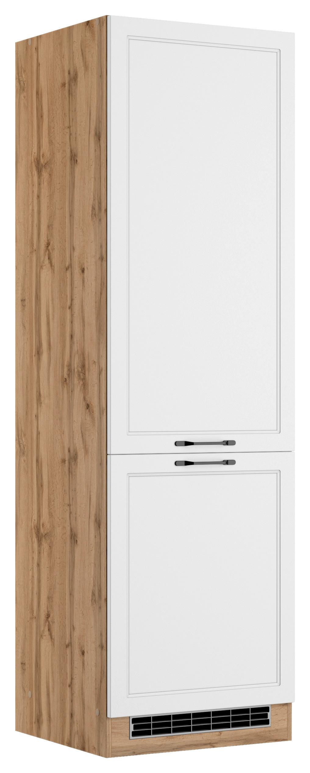 Geräteumbauschrank Meran ca. 60x200x60 cm Weiß/Eiche - Eiche Wotan/Schwarz, LIFESTYLE, Holzwerkstoff/Metall (60/200/60cm) - Held