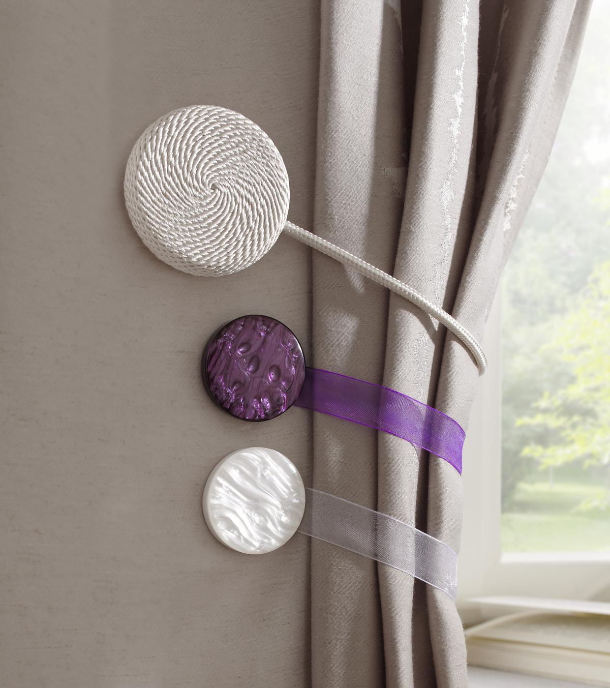 Clips pentru decorațiuni Perlmutt - alb/gri, textil (4cm) - Modern Living