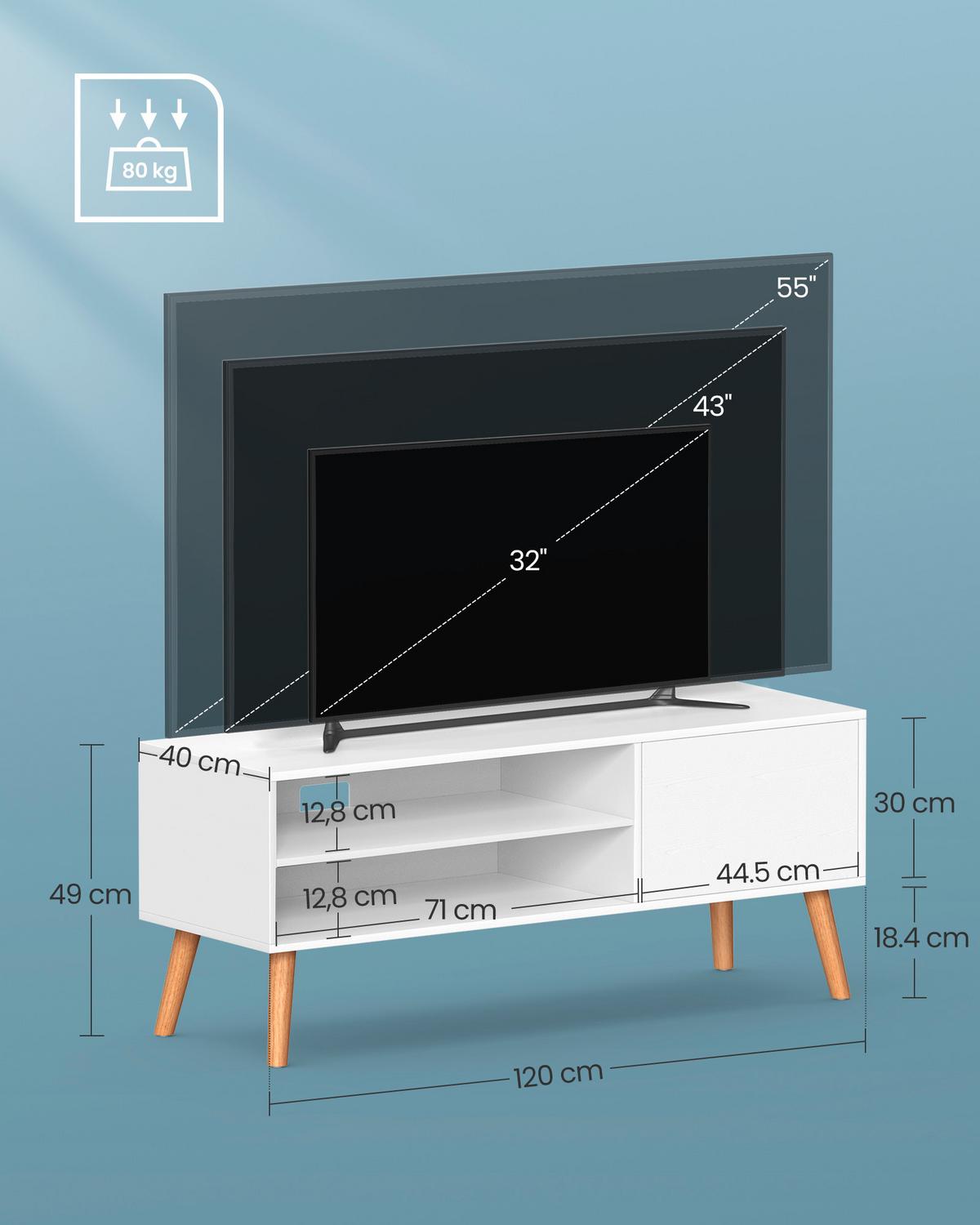 TV-Element in Weiß, Hellbraun ca. 120x49x40 cm - Hellbraun/Weiß, Trend, Holzwerkstoff (120/49/40cm) - MID.YOU