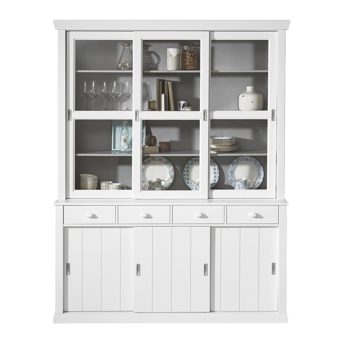 Vitrine Lagos Weiß - Schwarz/Weiß, Design, Glas/Holz (166/214/48cm) - Livetastic