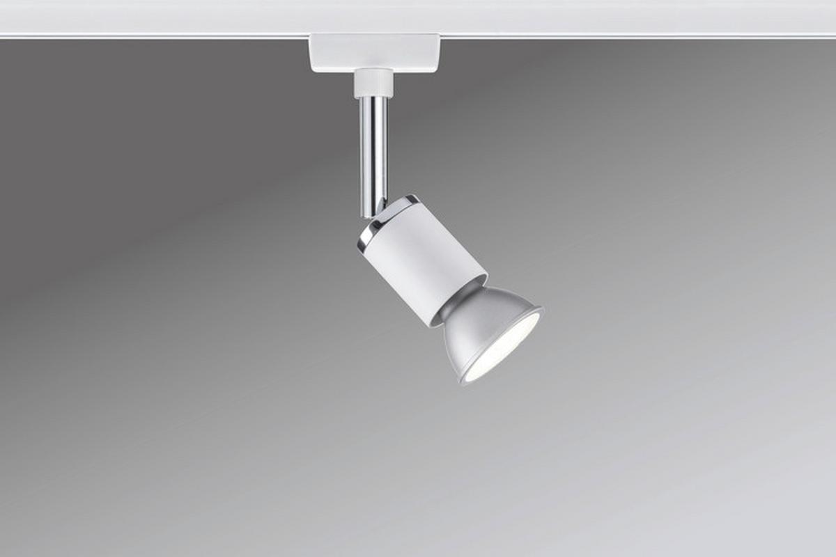 Schienensystem-Strahler Spot Pure II in Weiß/Chromfarben - Chromfarben/Weiß, Design, Metall (5,8/11/6,6cm) - Paulmann