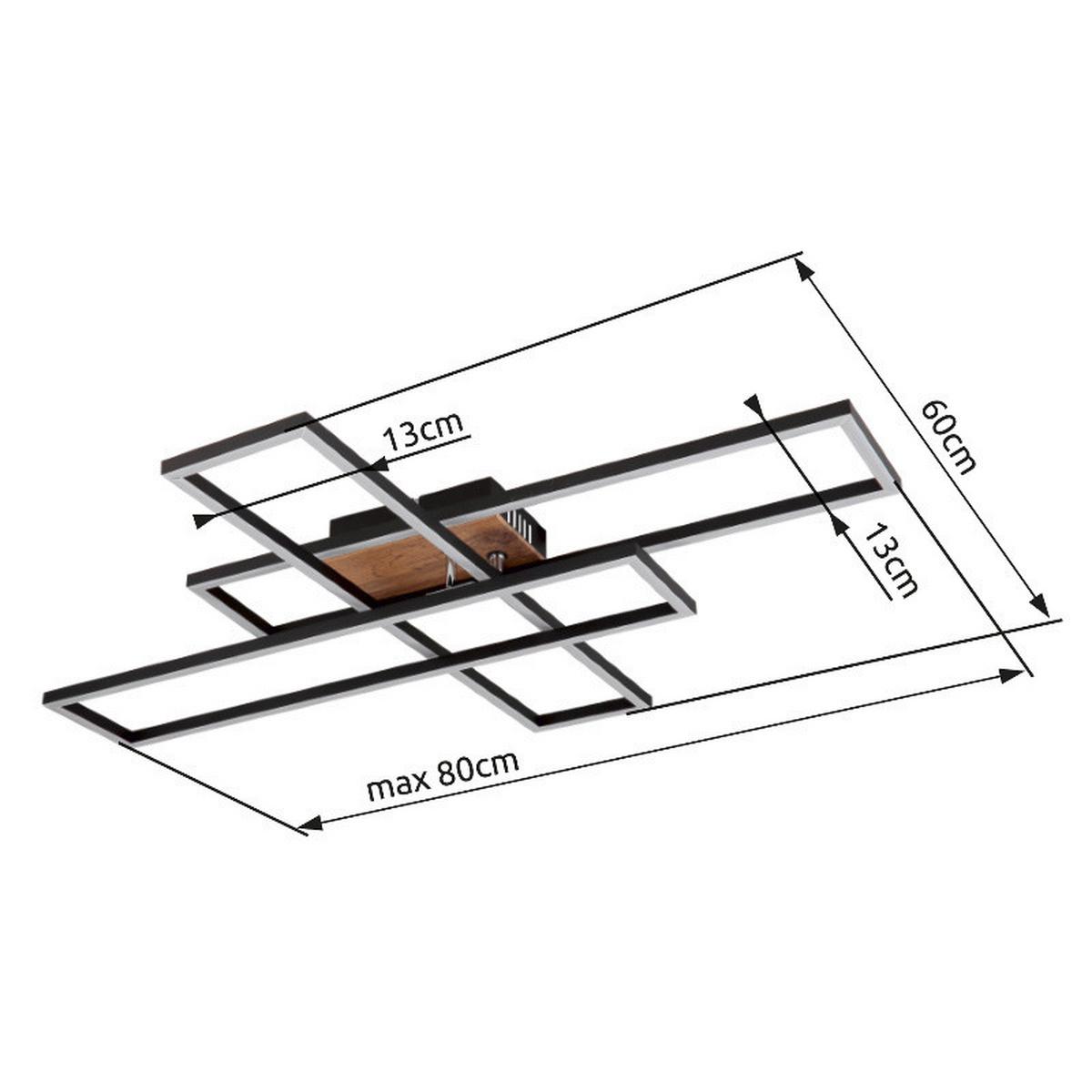 LED-DECKENLEUCHTE 67208-40 DAKARI - Chromfarben/Weiss, Design, Holzwerkstoff/Kunststoff (80/60/10cm) - Globo