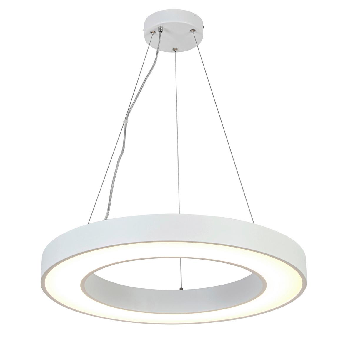 Lampă suspendată cu LED Sandl - alb/culoare crom, Modern, plastic/metal (60/120cm) - Mömax
