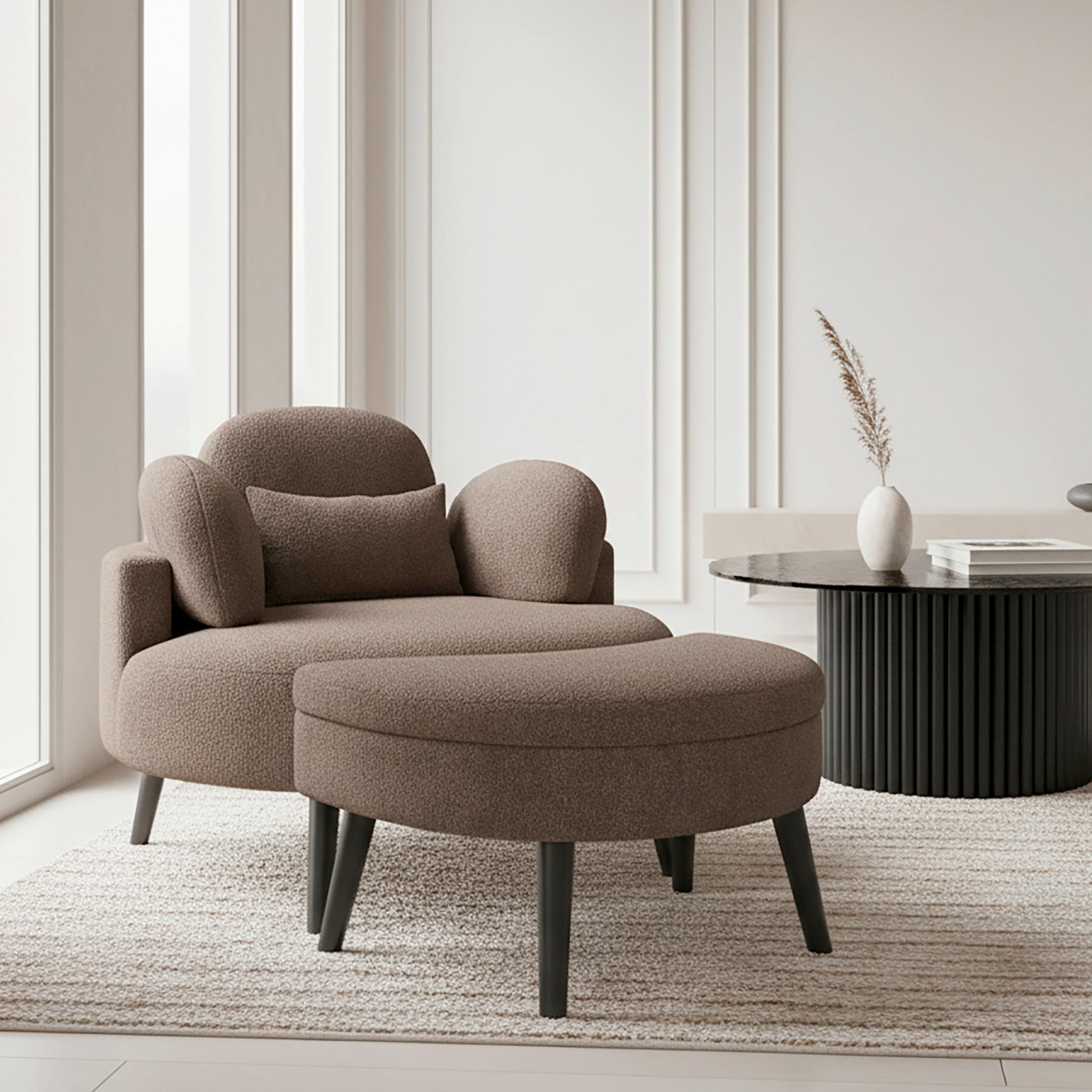 FÅTÖLJ BIANCA - brun/naturfärgad, Modern, trä/textil (111/69/152cm) - Bessagi Home