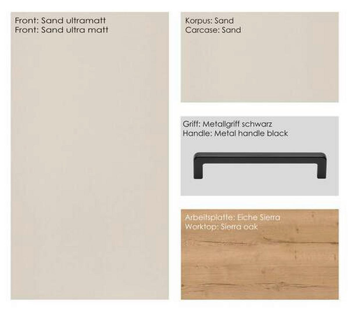 Küchenblock Easytouch High m. Geräten Sandfarben - Sandfarben/Eichefarben, MODERN, Holzwerkstoff/Metall (240cm) - Nobilia