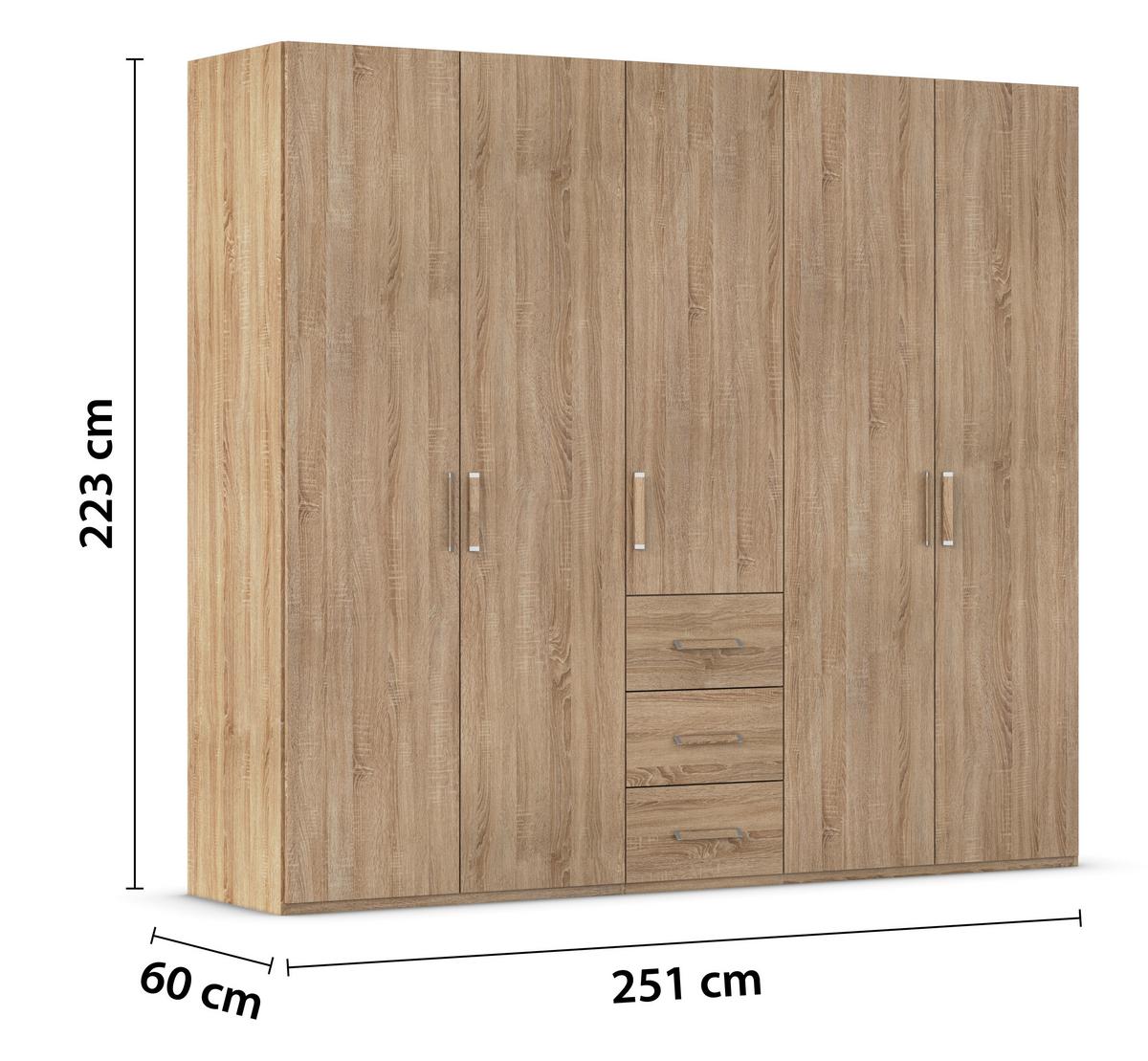 Omara S Klasičnimi Vrati Evelyn, Barva Hrasta - hrast sonoma, Design, umetna masa/leseni material (251/223/60cm) - Novel