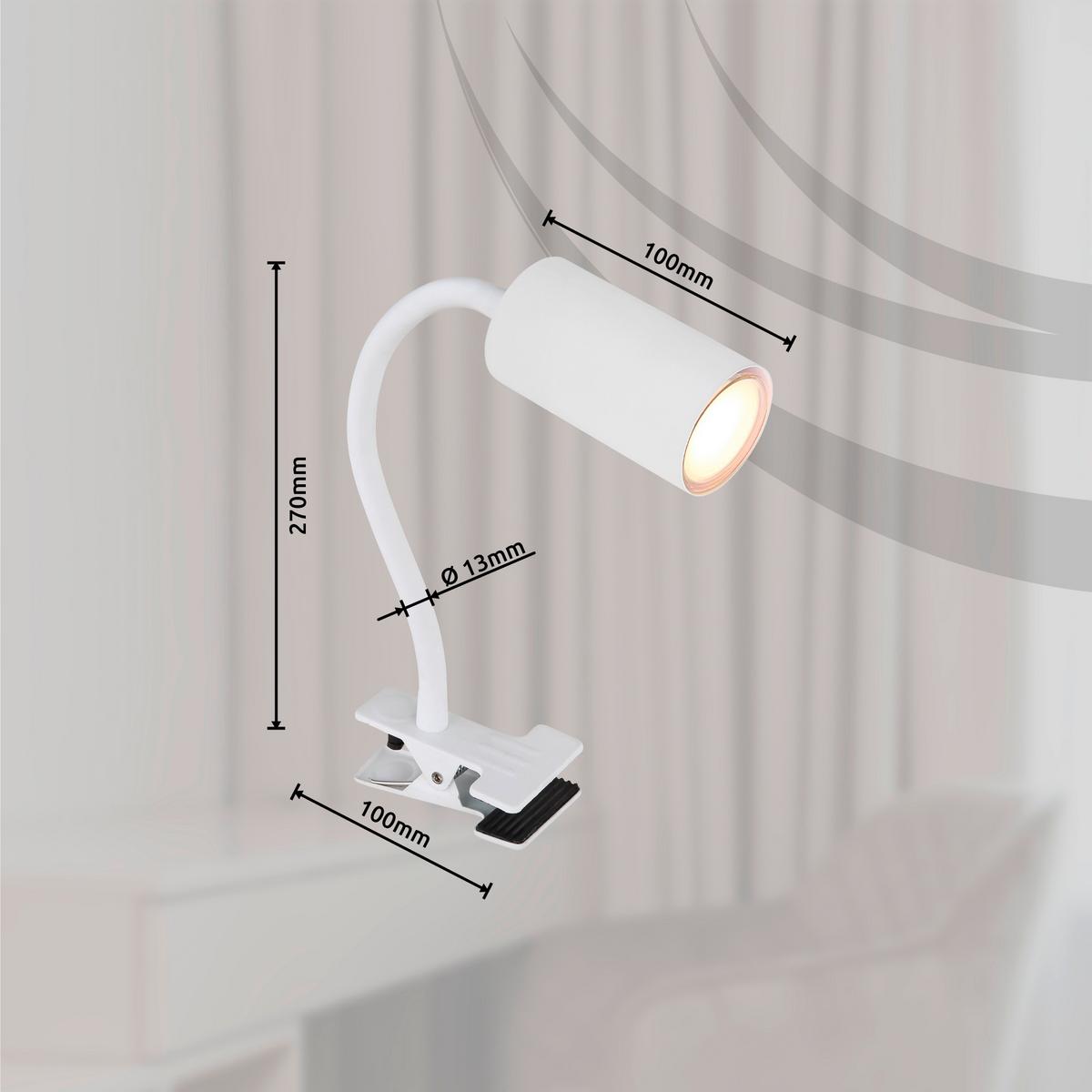 Klemmleuchte Robby max. 25 Watt - Weiß, Basics, Metall (10/5,5/41,5cm) - Globo
