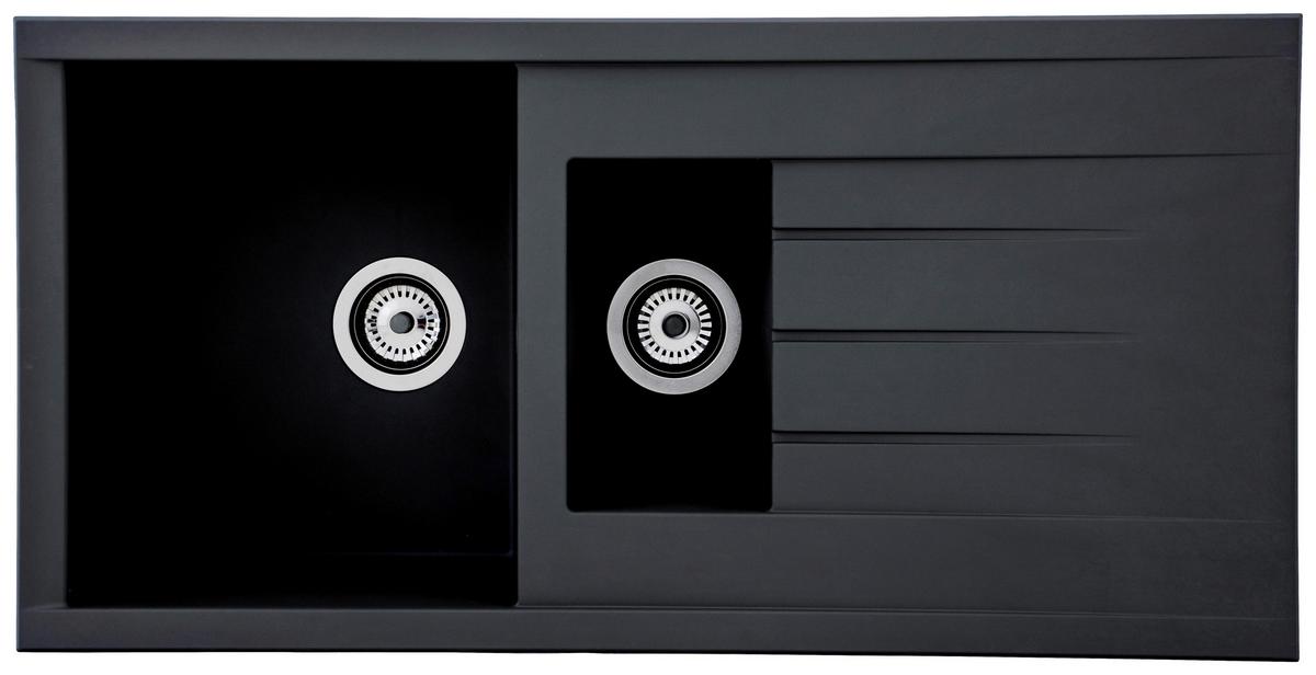 Einbauspüle Houston ca. 100x21x50 cm Schwarz - Schwarz, Trend, Glas/Kunststoff (100/21/50cm) - Respekta