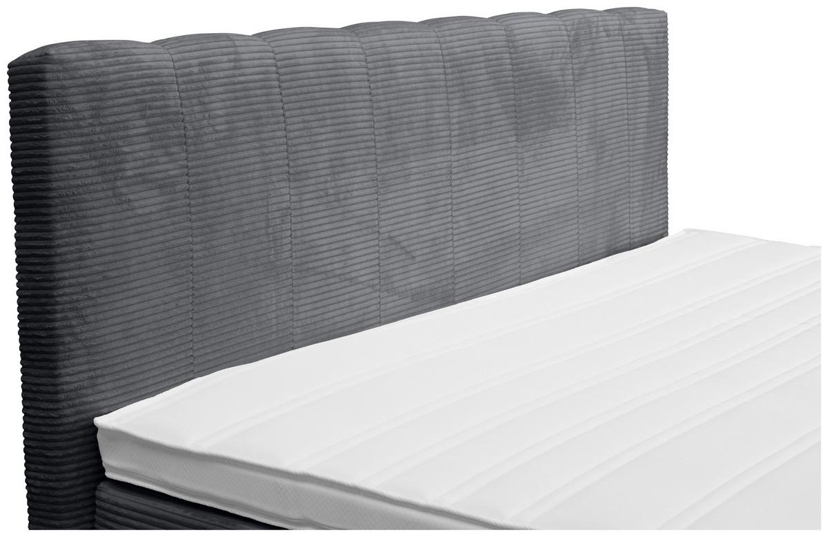 Boxspringbett Malaga ohne Fußteil Grau ca. 180x200cm - Dunkelgrau/Silberfarben, KONVENTIONELL, Holzwerkstoff/Kunststoff (180/200cm) - Premium Living