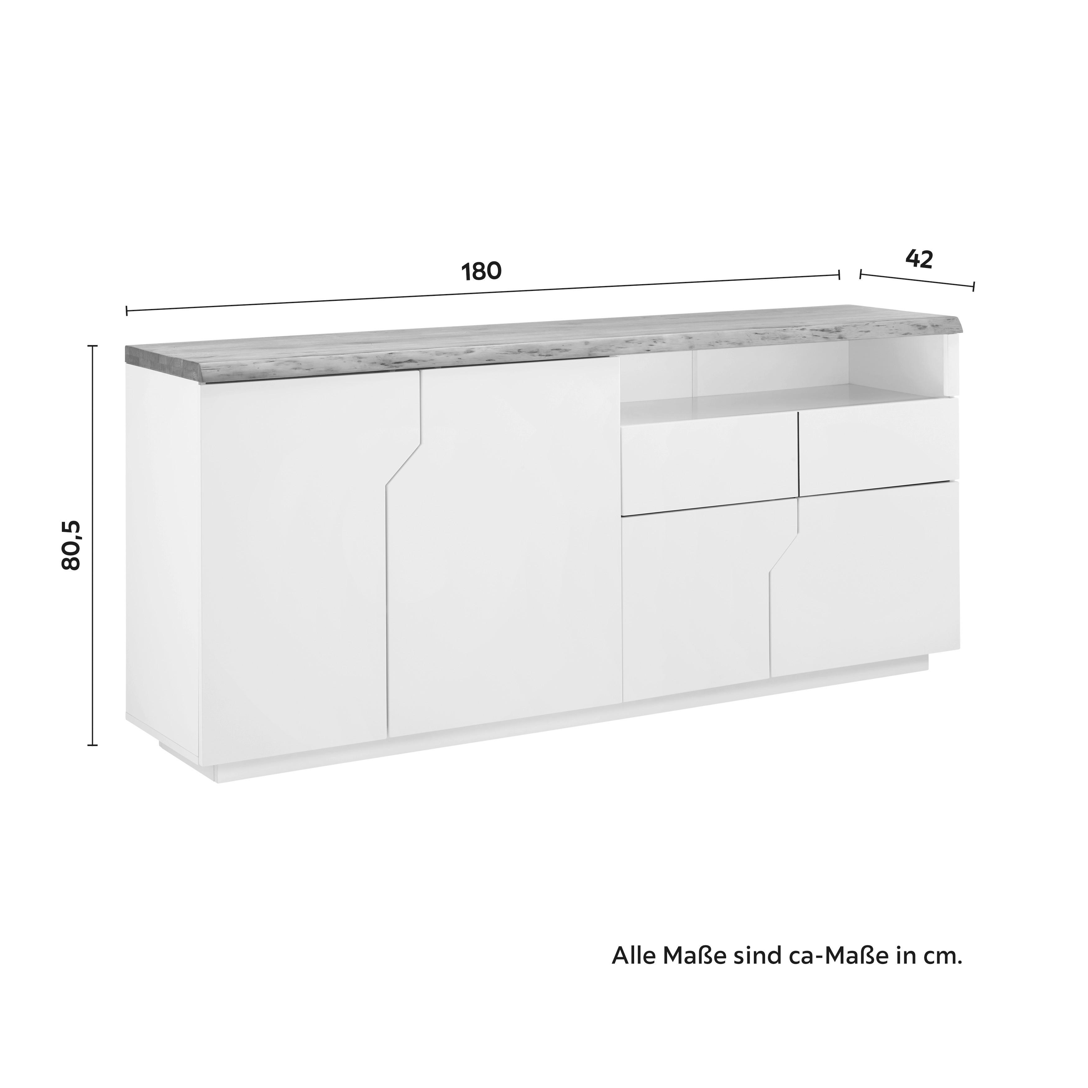 SIDEBOARD CARLOS - vit/ekfärgad, Modern, trä (180/80,5/42cm) - Bessagi Home