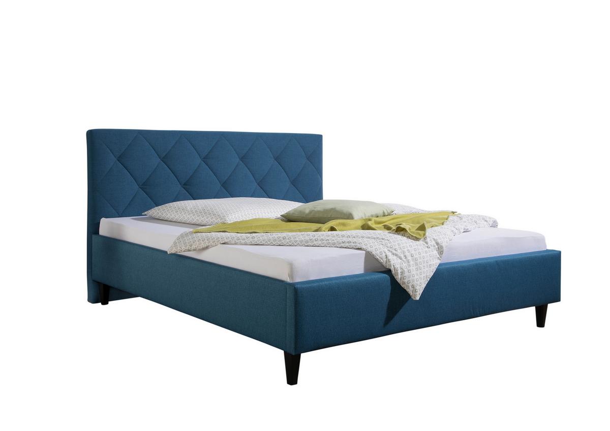 Polsterbett Aiken Blau ca. 200x200 cm - Blau/Schwarz, MODERN, Holz/Textil (200/200cm) - Livetastic