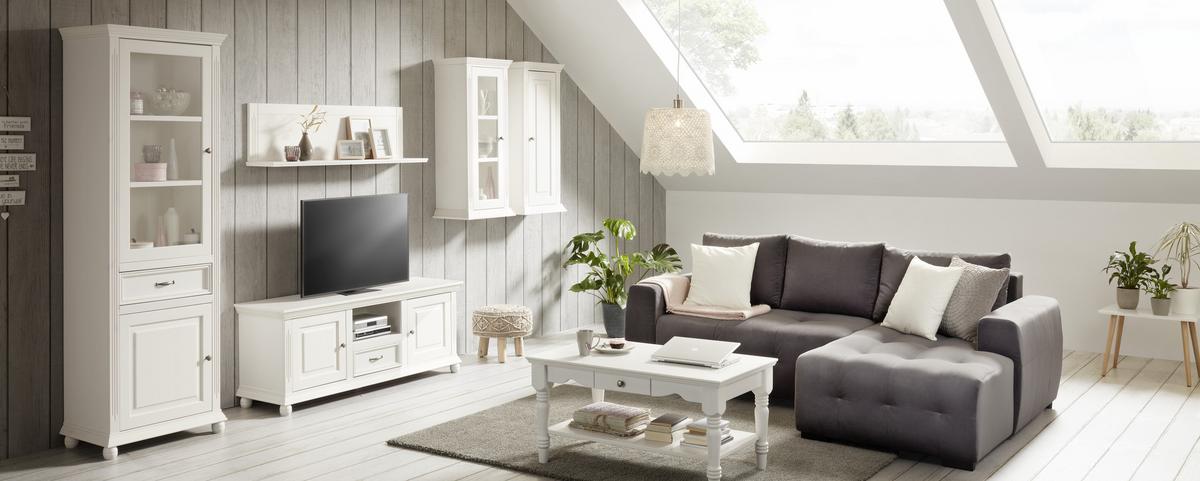 tablette murale in Weiss - blanc, Romantik / Landhaus, bois (130/35/25cm) - Zandiara