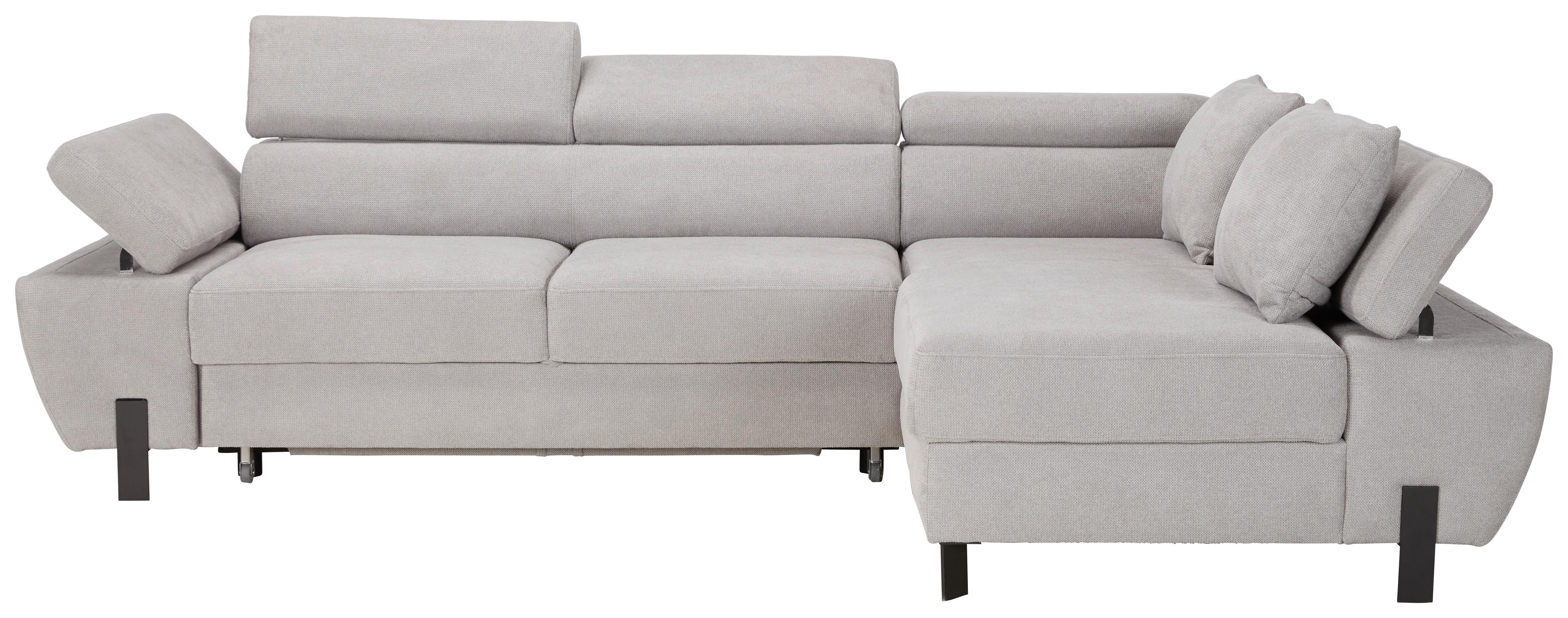 Ecksofa In Hellgrau Mit Schlaffunktion - Hellgrau/Schwarz, Modern, Holz/Holzwerkstoff (277/189cm) - Mömax