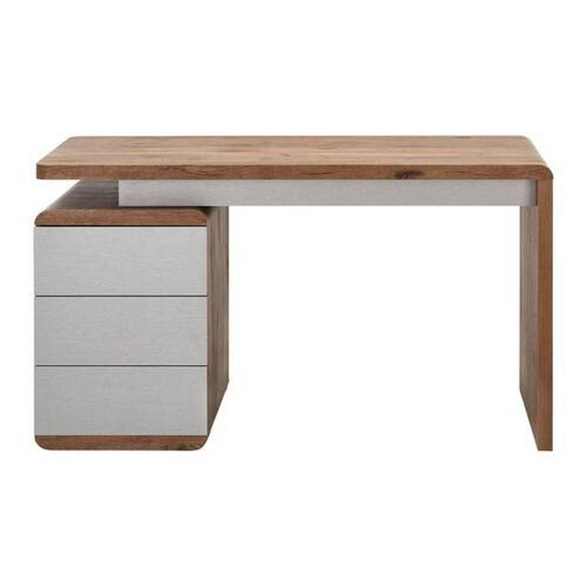 Schreibtisch Holz "lovino", Ca. 135x59 Cm, Eiche - Eichefarben/Silberfarben, Modern (135/59/75cm) - Bessagi Home