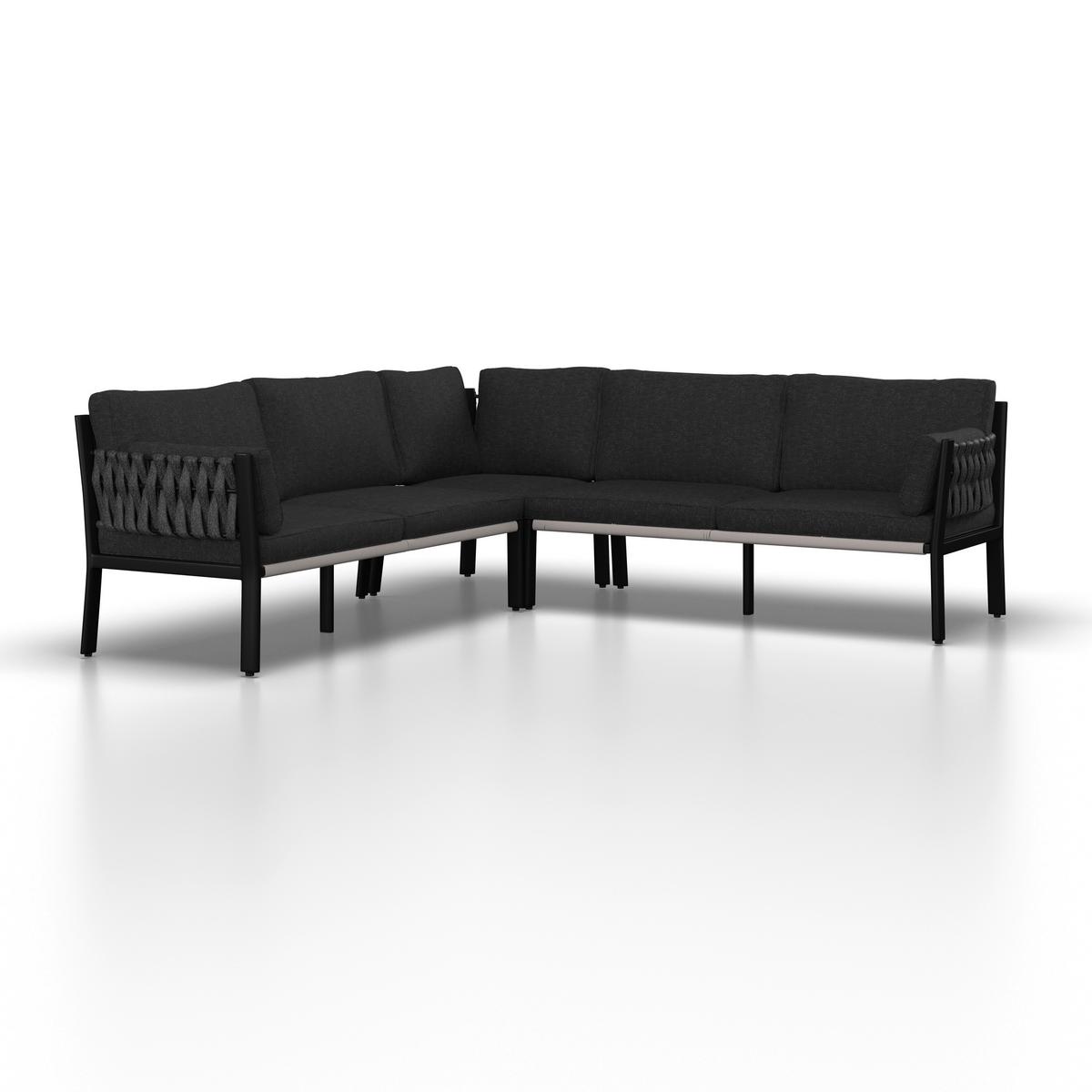SALON DE JARDIN REPAS ELISA - Schwarz/Grau, Modern, Kunststoff/Textil (238/74/75cm) - Bessagi Garden