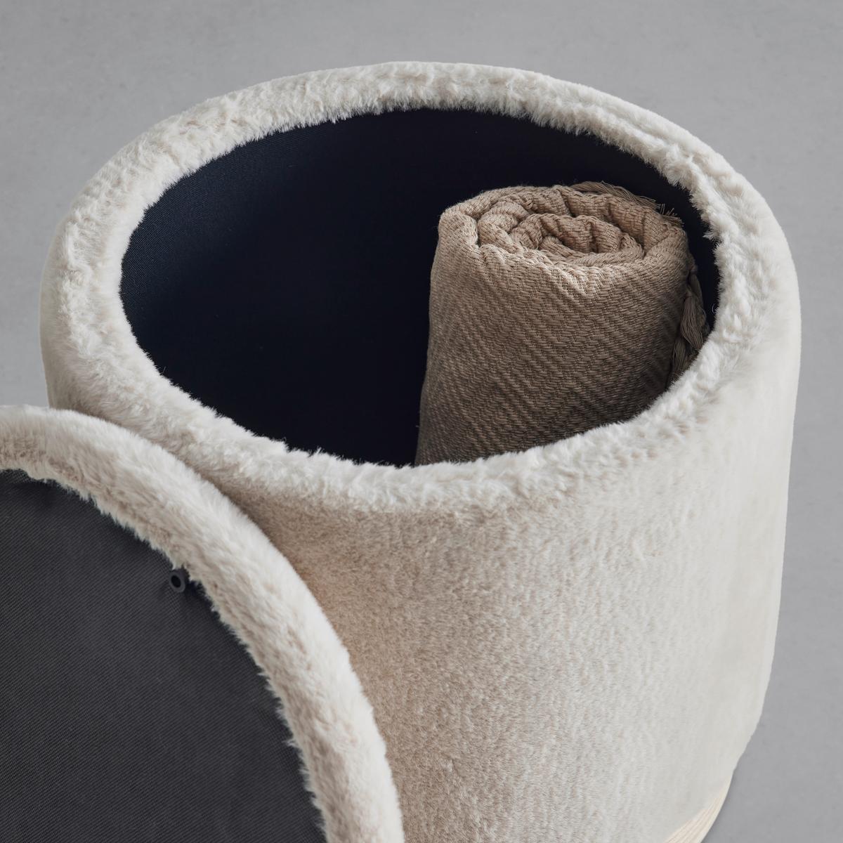 Hocker Pelo mit Stauraum Taupe Kunstfell - Taupe, ROMANTIK / LANDHAUS, Papier/Holzwerkstoff (39/40/39cm) - Premium Living