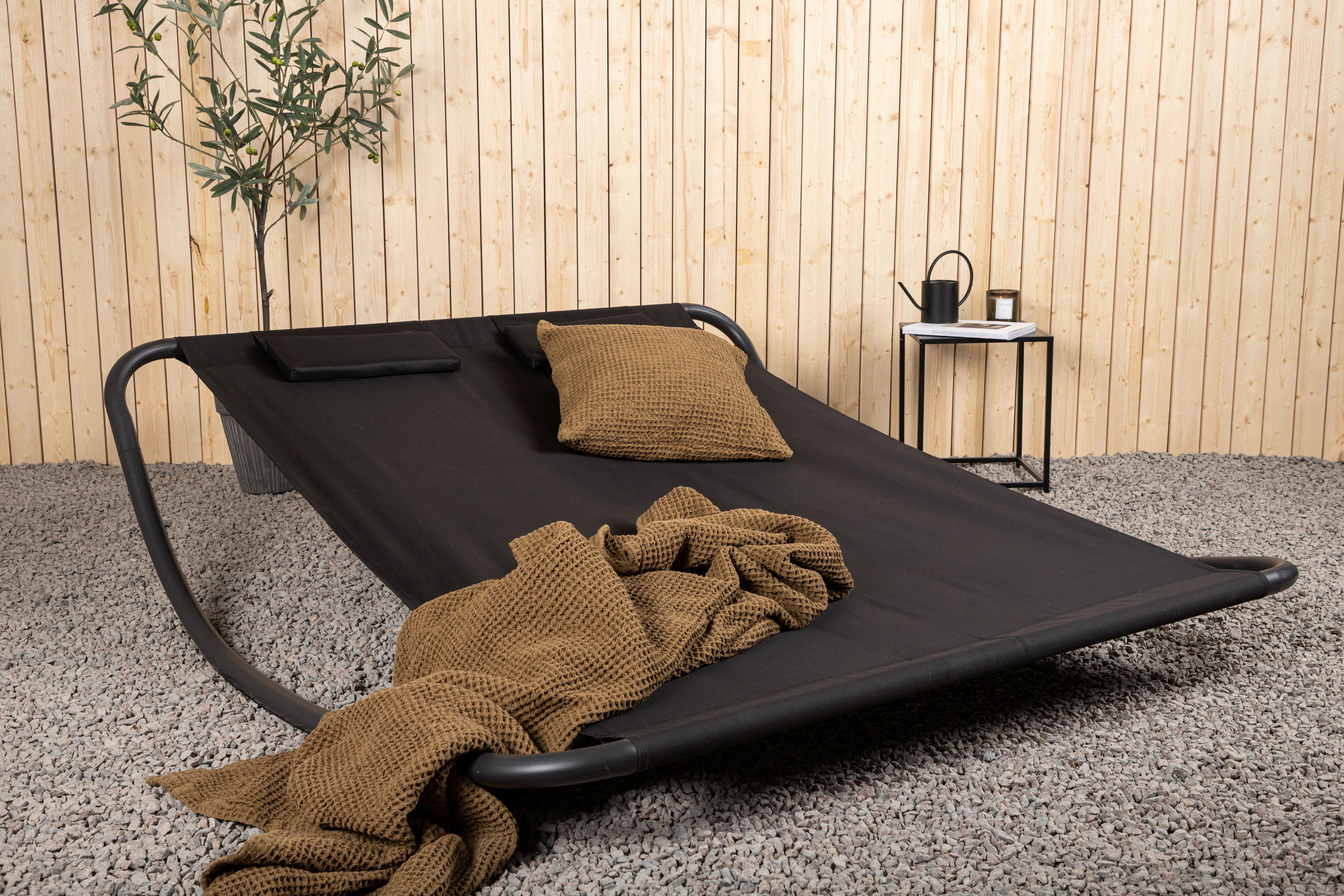 Sonnenliege Gordo ca. 180x48x200 cm Schwarz - Schwarz, KONVENTIONELL, Textil/Metall (180/48/200cm) - Gardenson