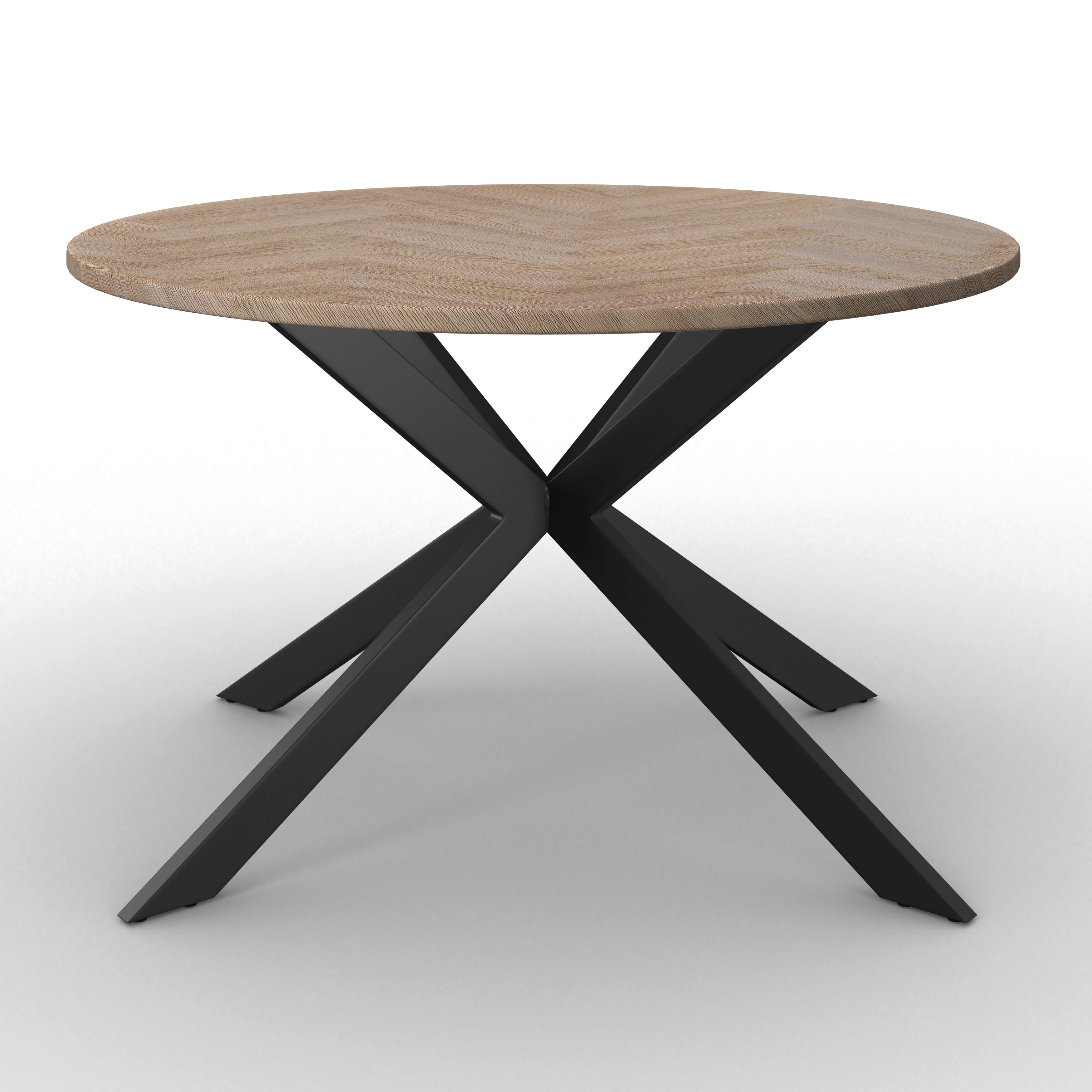 Tischgruppe Eolona Creme 5-tlg. - eukalyptusträ färg/svart, Modern, metall/trämaterial (120/76/120cm) - Bessagi Home
