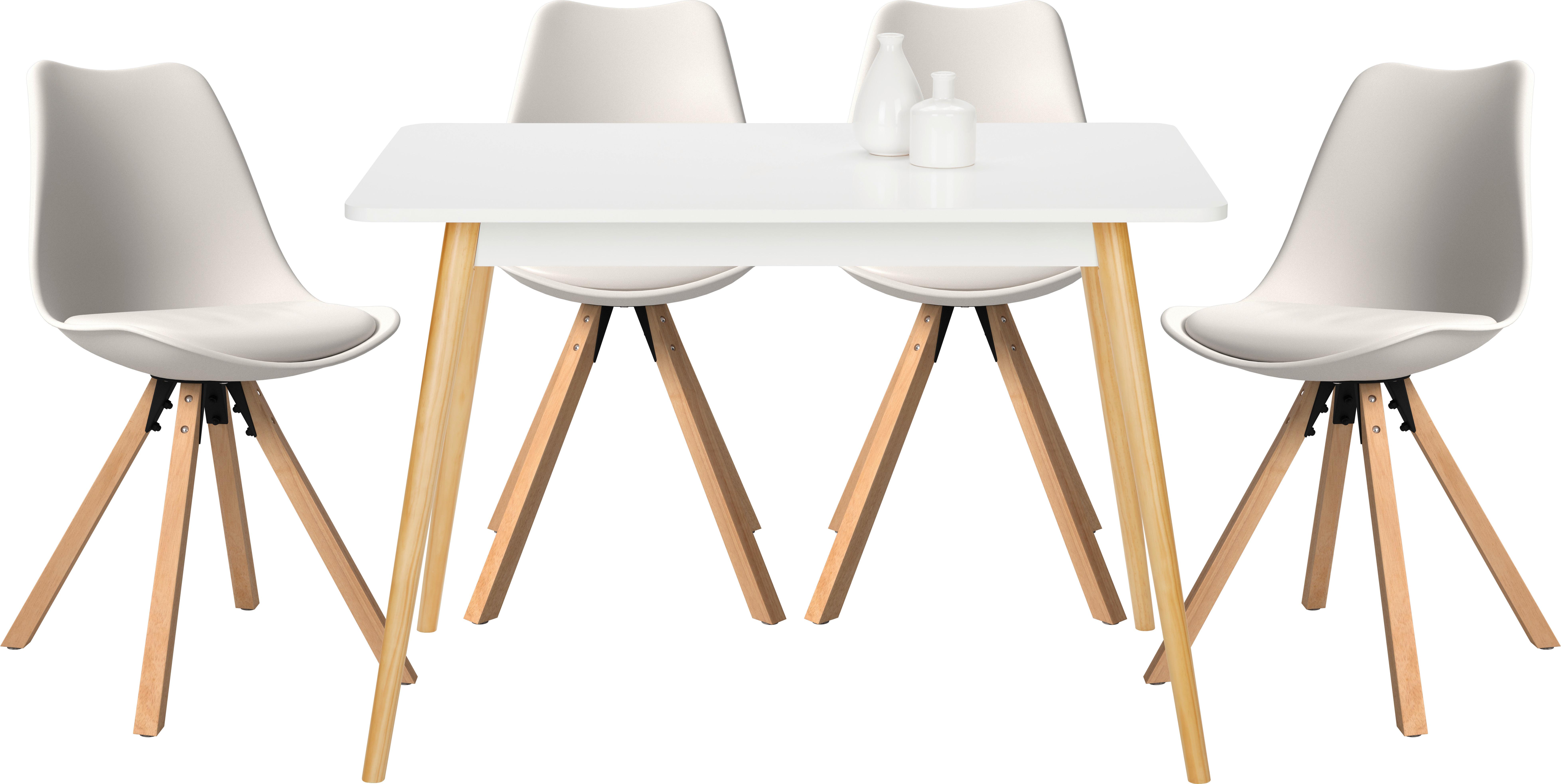 Tischgruppe Lienz 5-teilig Weiß/Holzfarben - Weiß, MODERN, Holz/Holzwerkstoff - Mömax