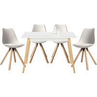 Tischgruppe Lienz 5-teilig Weiß/Holzfarben - Weiß, MODERN, Holz/Holzwerkstoff - Mömax