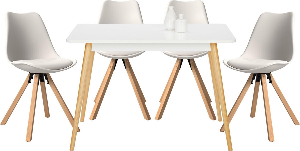 Tischgruppe Lienz 5-teilig Weiß/Holzfarben - Weiß, MODERN, Holz/Holzwerkstoff - Mömax