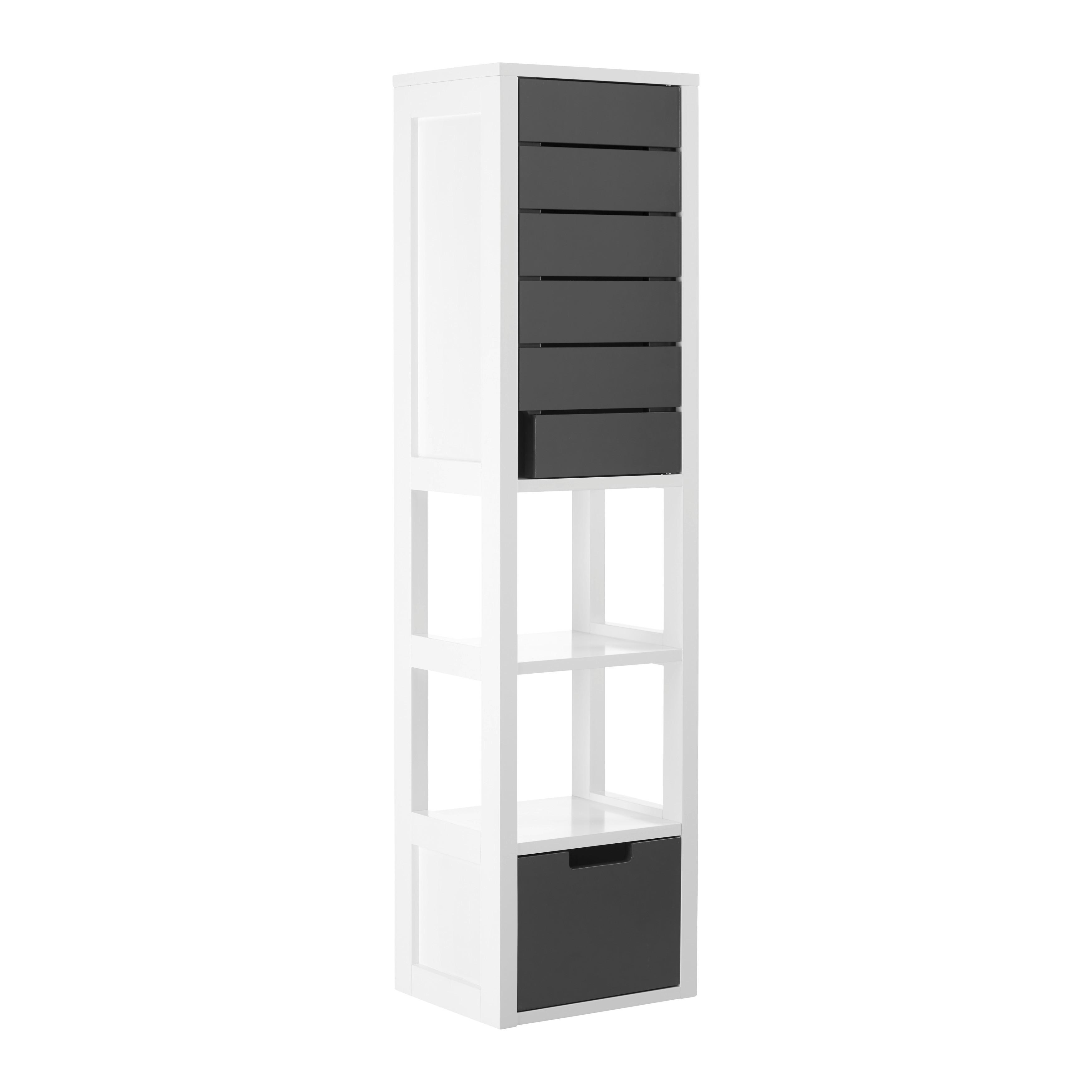 Hängeschrank Tia Grau/Weiß ca. 30x116x24 cm - Weiß/Grau, MODERN (30/116/24cm) - Bessagi Home