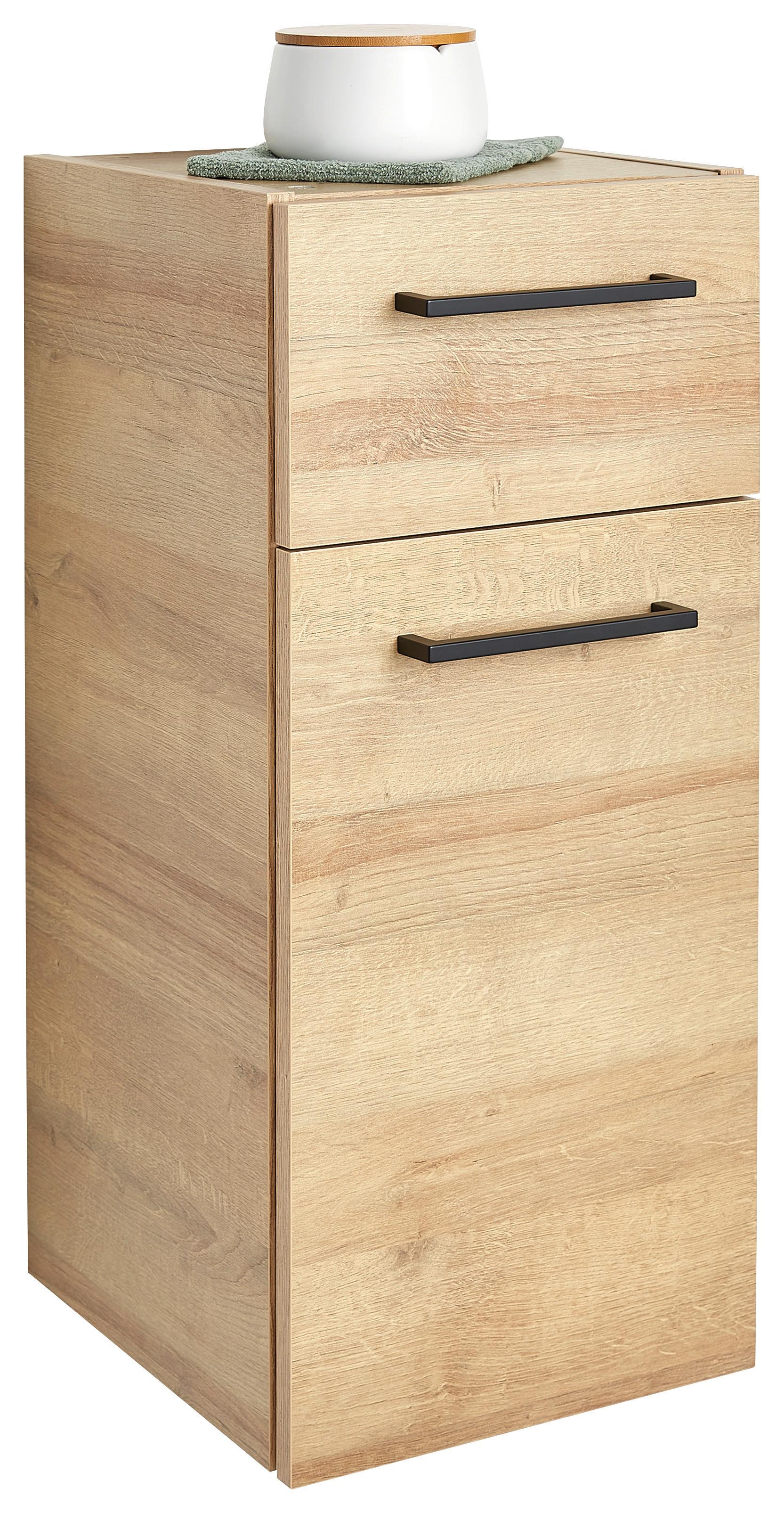 Donji Element Bavelli - boje hrasta/crna, Moderno, staklo/drvni materijal (30/70/32,5cm) - Pelipal