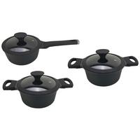 Kochtopfset Black Line Schwarz, 3-teilig - Klar/Schwarz, KONVENTIONELL, Glas/Kunststoff - Gourmesto