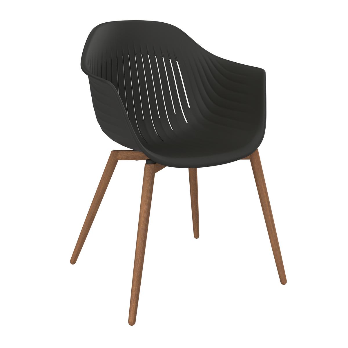Gartenstuhl Bibo Schwarz/Walnussfarben - Anthrazit/Walnussfarben, MODERN, Kunststoff/Metall (57/82/58cm) - Mömax