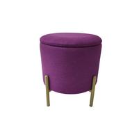 Hocker Logan Beere Samt mit Stauraum - Beere/Goldfarben, Design, Textil/Metall (36/40/36cm) - Echtwerk