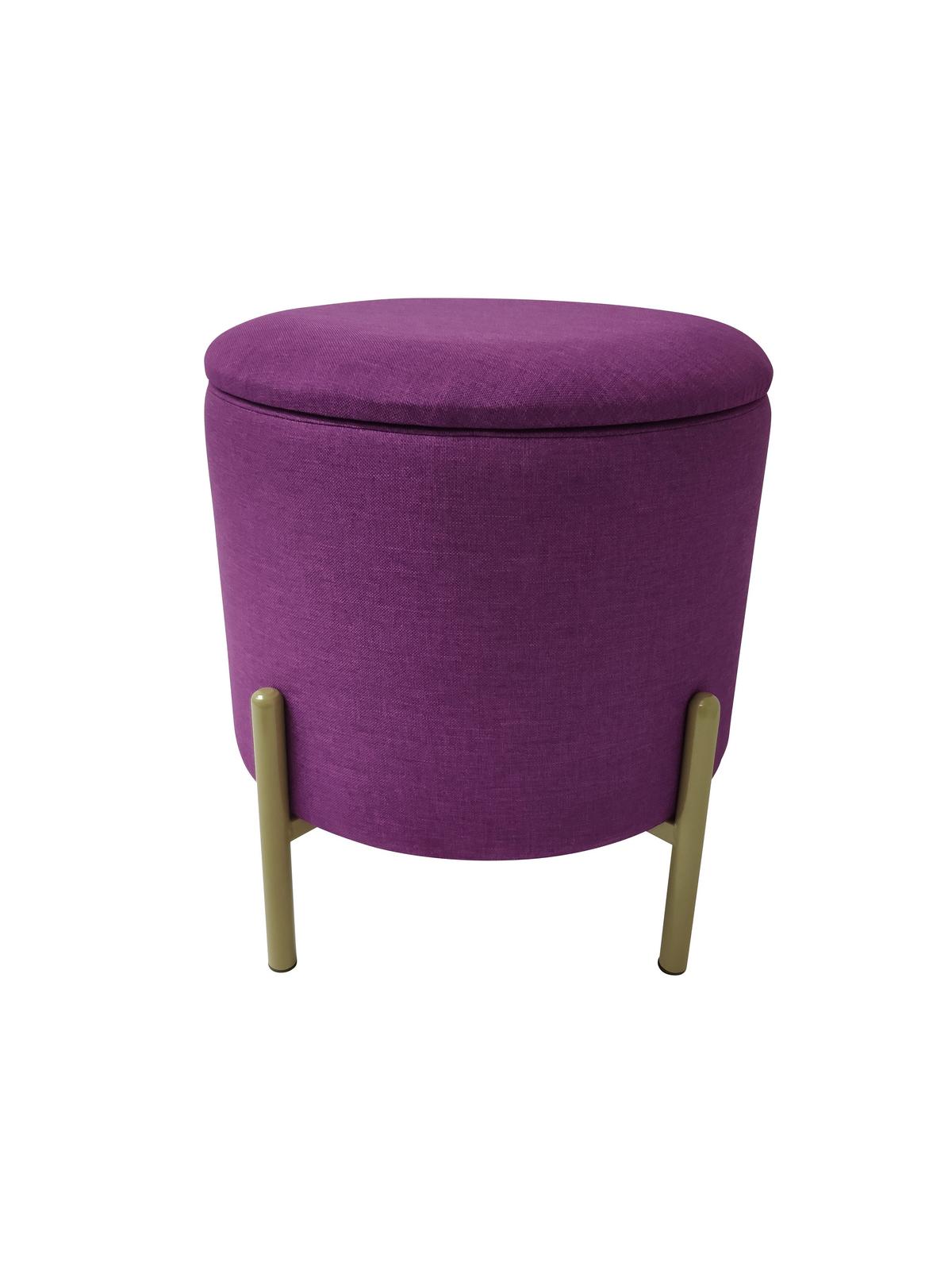 Hocker Logan Beere Samt mit Stauraum - Beere/Goldfarben, Design, Textil/Metall (36/40/36cm) - Echtwerk