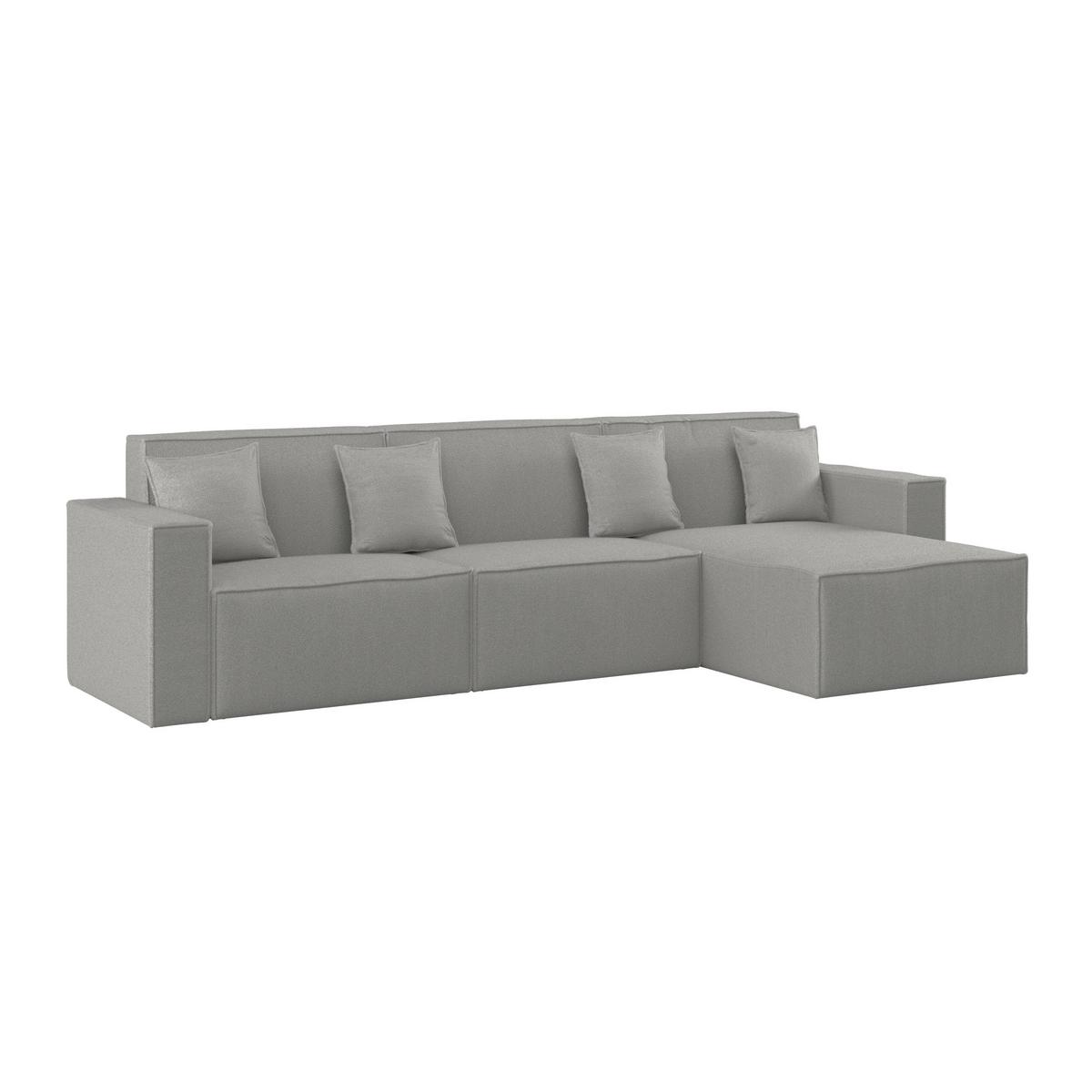 Sarokkanapé Szürke Színben Milo - világosszürke/világosbarna, Modern, műanyag/faalapú anyag (310/83/148cm) - Bessagi Home