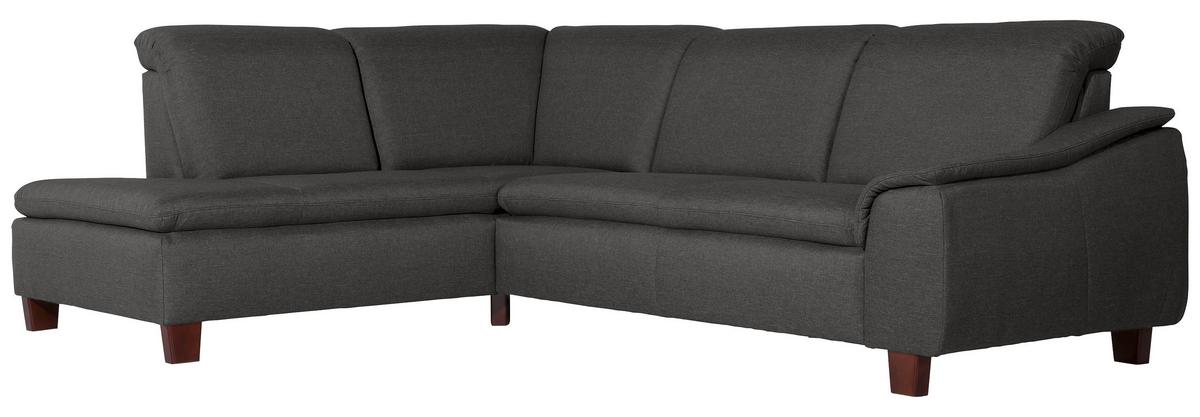 ECKSOFA AARON - Anthrazit/Nussbaumfarben, Design, Holz/Textil (187/247cm) - Max Winzer