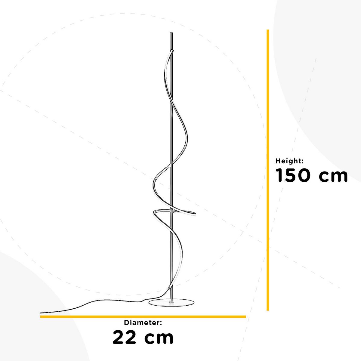 LED-Stehleuchte PTN Schwarz max. 24 Watt - Schwarz, Design, Kunststoff/Metall (22/22/150cm)