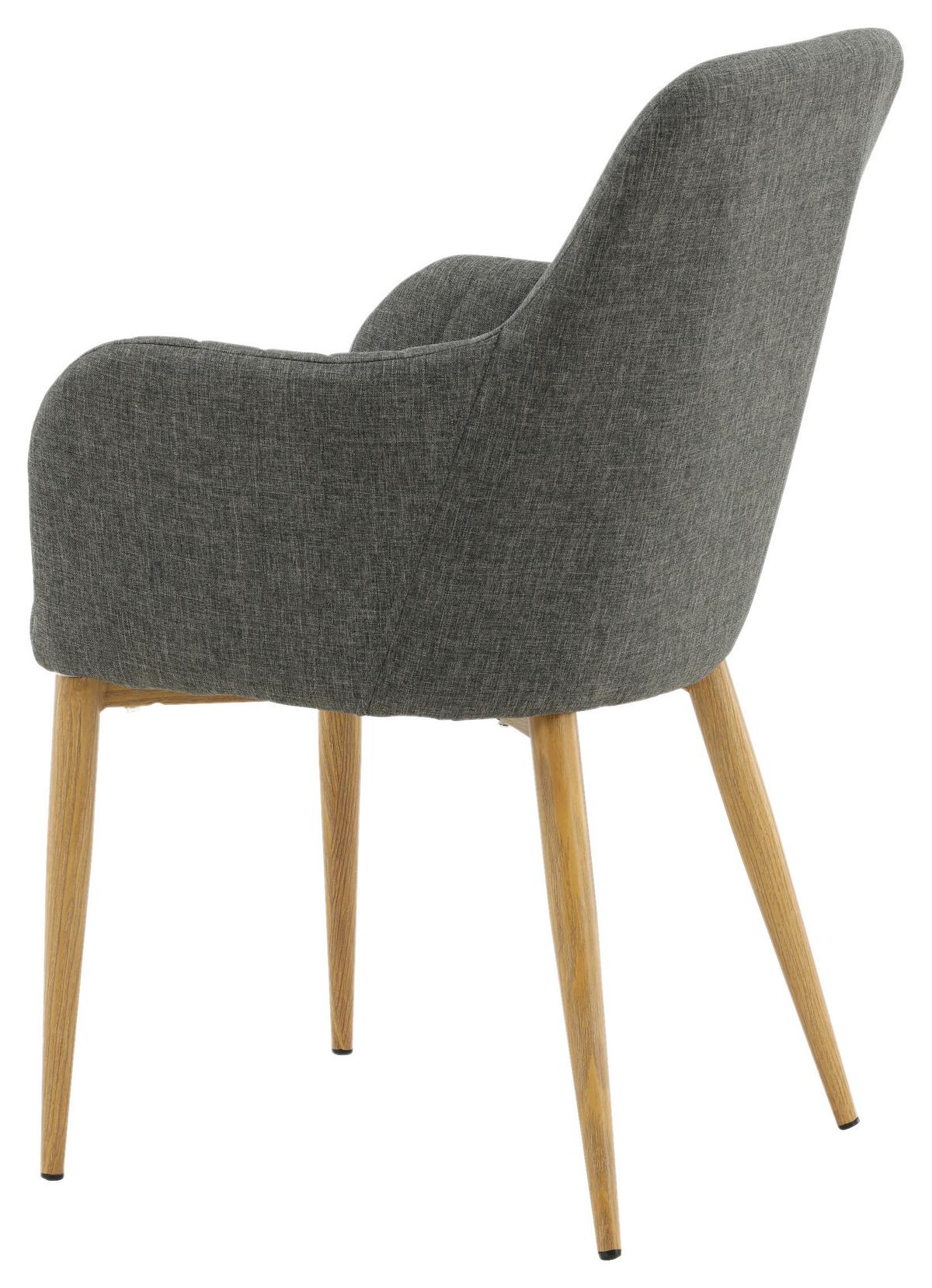 STUHL-SET COMFORT - Dunkelgrau/Naturfarben, Design, Textil/Metall (57/93/62cm) - Livetastic