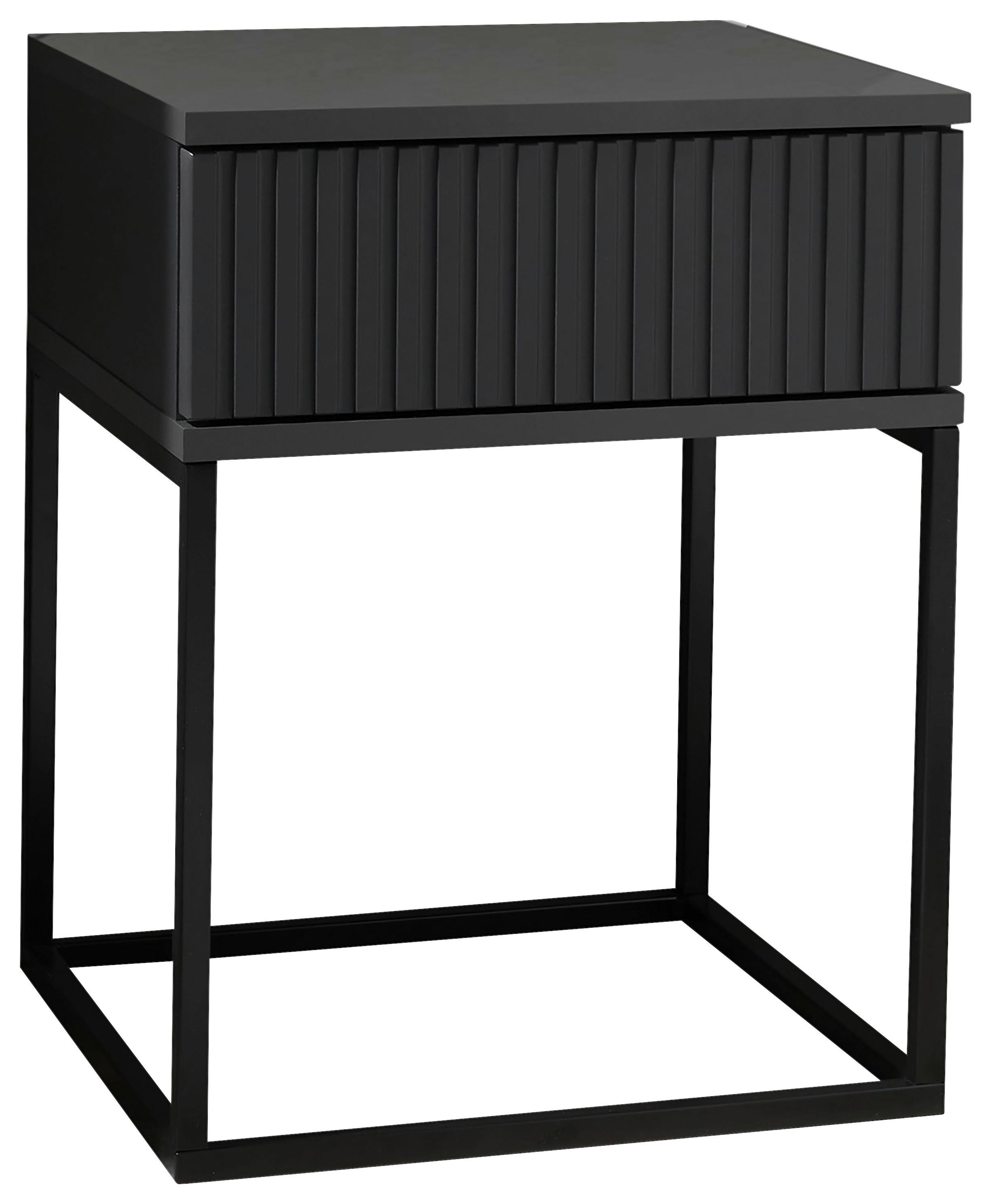 SZAFKA NOCNA MARLE - czarny/kolor grafitowy, Modern, materiał drewnopochodny/metal (40/52/38,5cm) - Livetastic