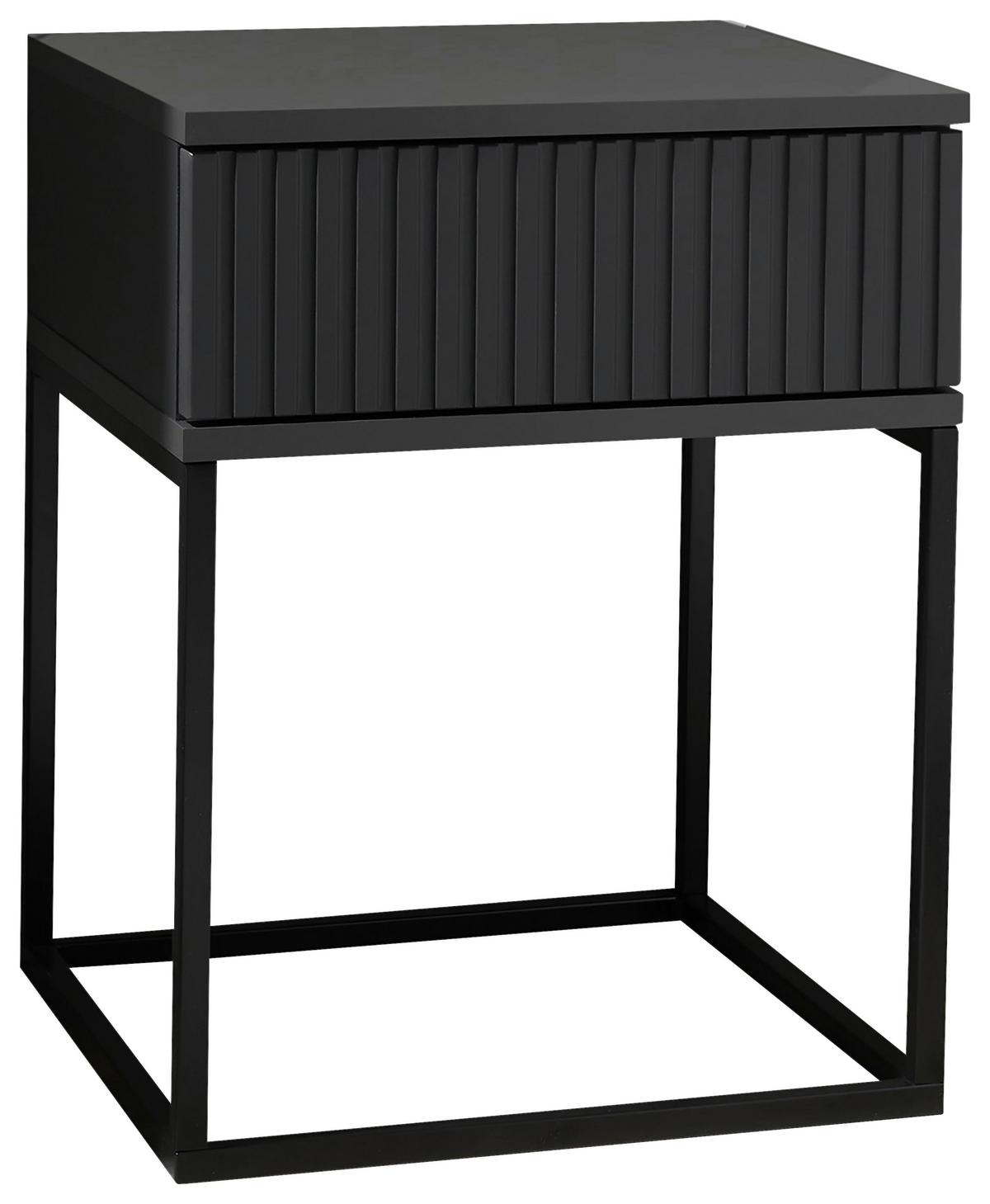 SZAFKA NOCNA MARLE - czarny/kolor grafitowy, Modern, materiał drewnopochodny/metal (40/52/38,5cm) - Livetastic