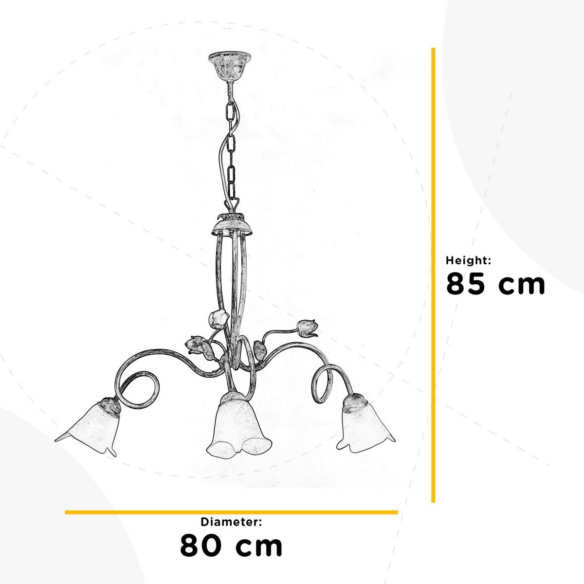 Kronleuchter Wilma Grün/Weiß/Pink max. 6 Watt - Pink/Weiß, KONVENTIONELL, Glas/Metall (80/85cm)