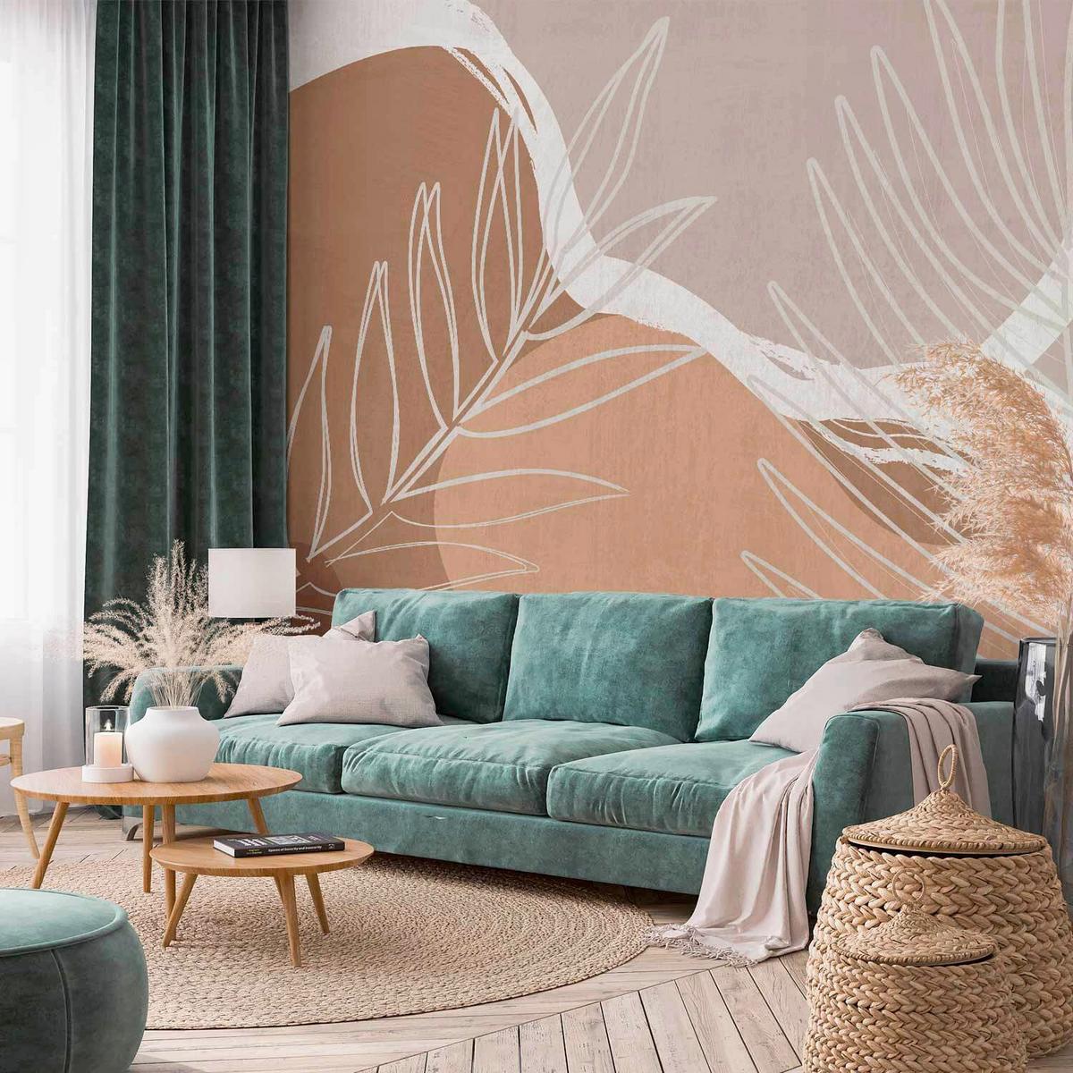 Fototapeta Organic Shapes, 150x105cm - bež/barve konjaka, Trendi, tekstil (150/105cm) - artgeist