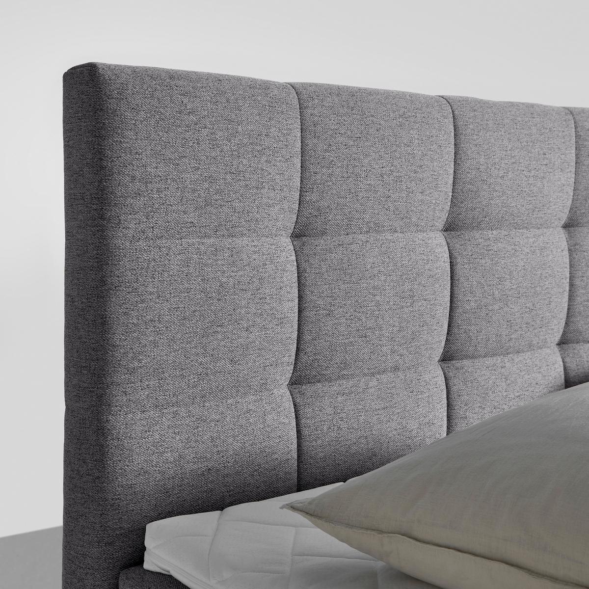Pat tip boxspring MARSELIE cca 200X220 gri cu topper - gri, Modern, lemn/textil (200/220cm) - Bessagi Home
