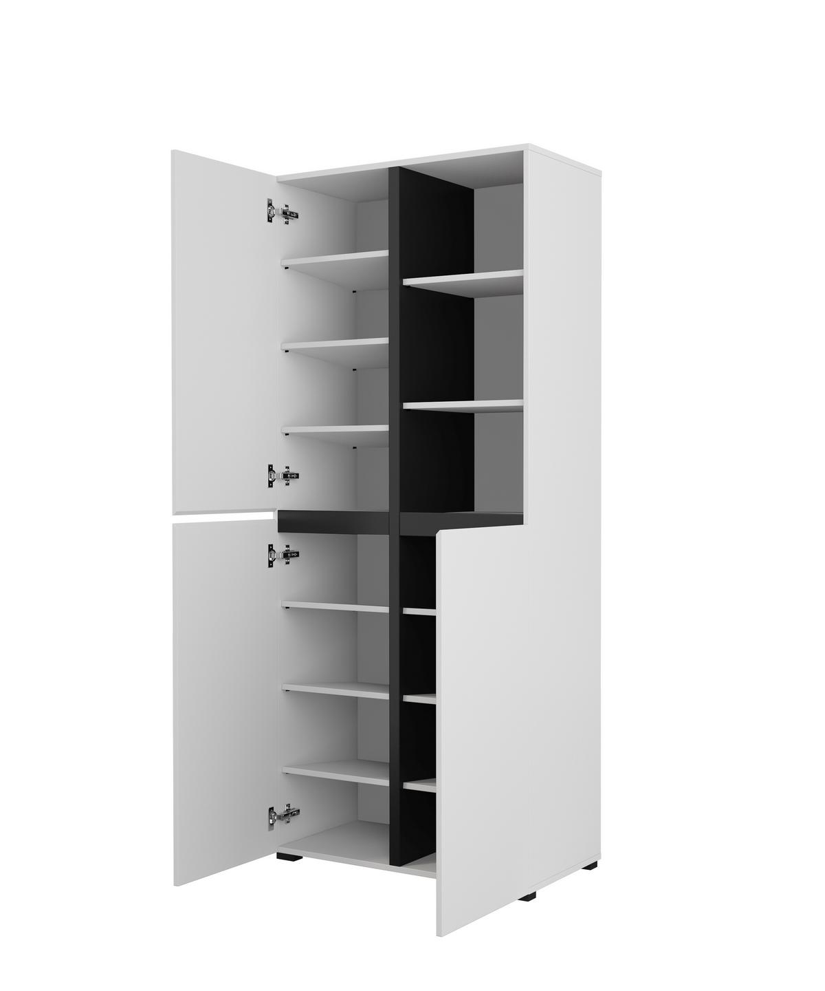 Előszobaszekrény Cross - fekete/fehér, Modern, faalapú anyag (79/183/40cm)