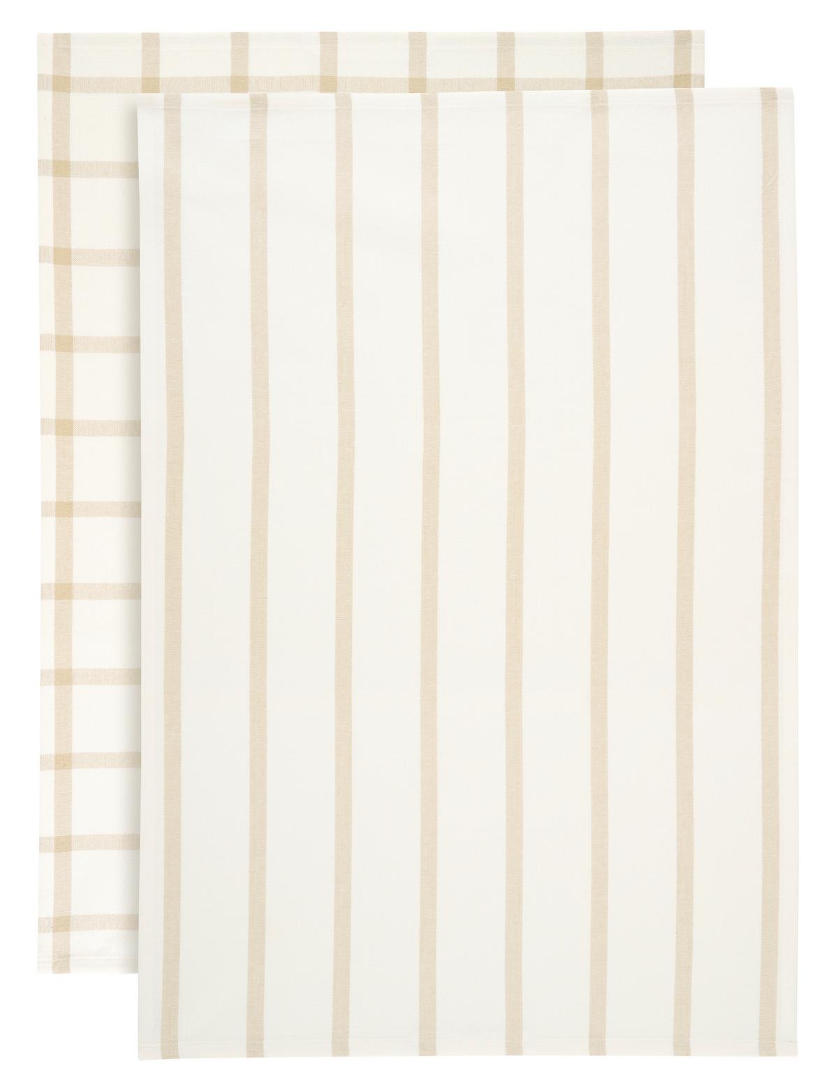 Geschirrtuch-Set Emma Weiß/Beige, 2-teilig - Weiss/Beige, Konventionell, Textil (50/70cm) - Mömax