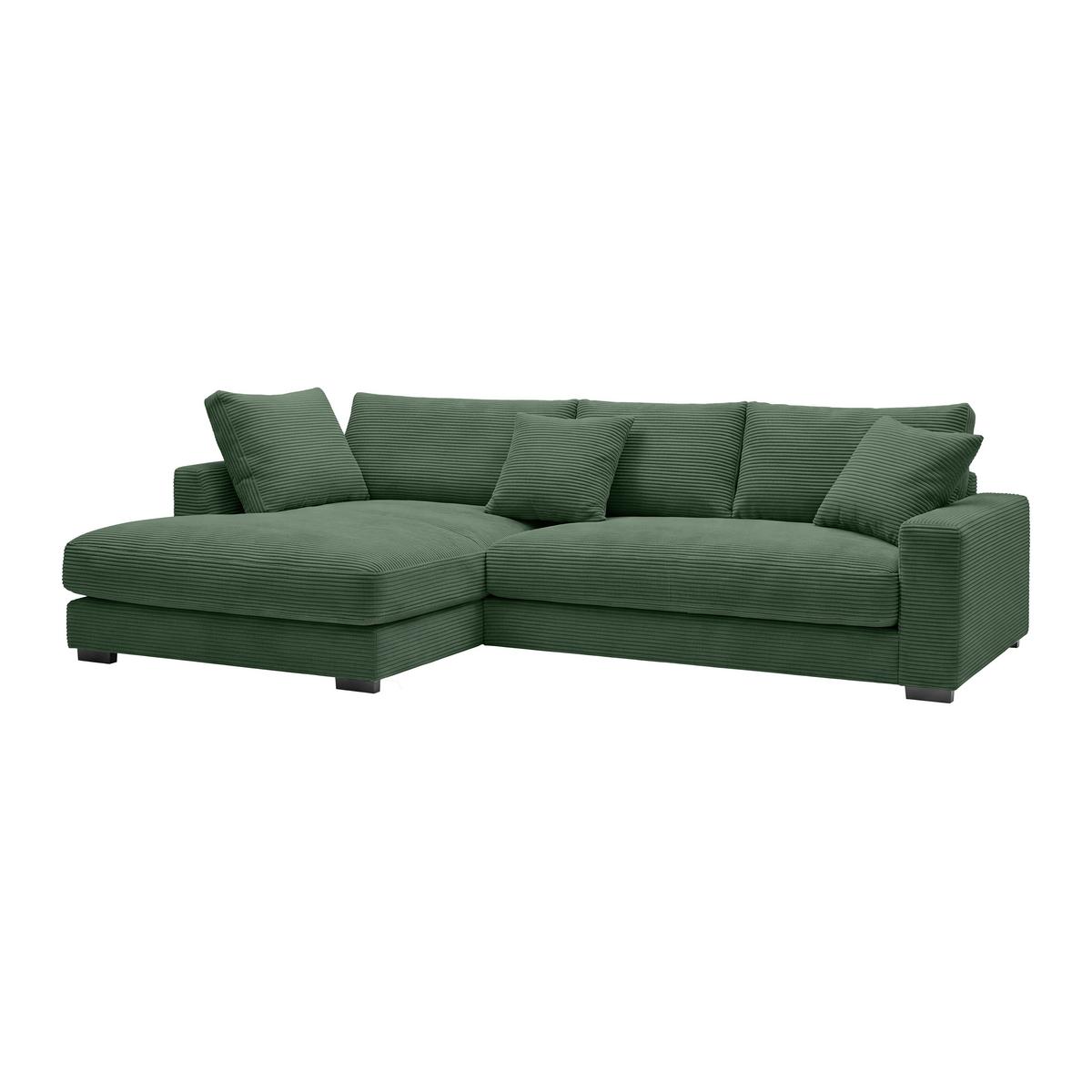 Ecksofa Pedro Dunkelgrün - Dunkelgrün/Schwarz, MODERN, Kunststoff/Textil (190/300cm) - Mömax