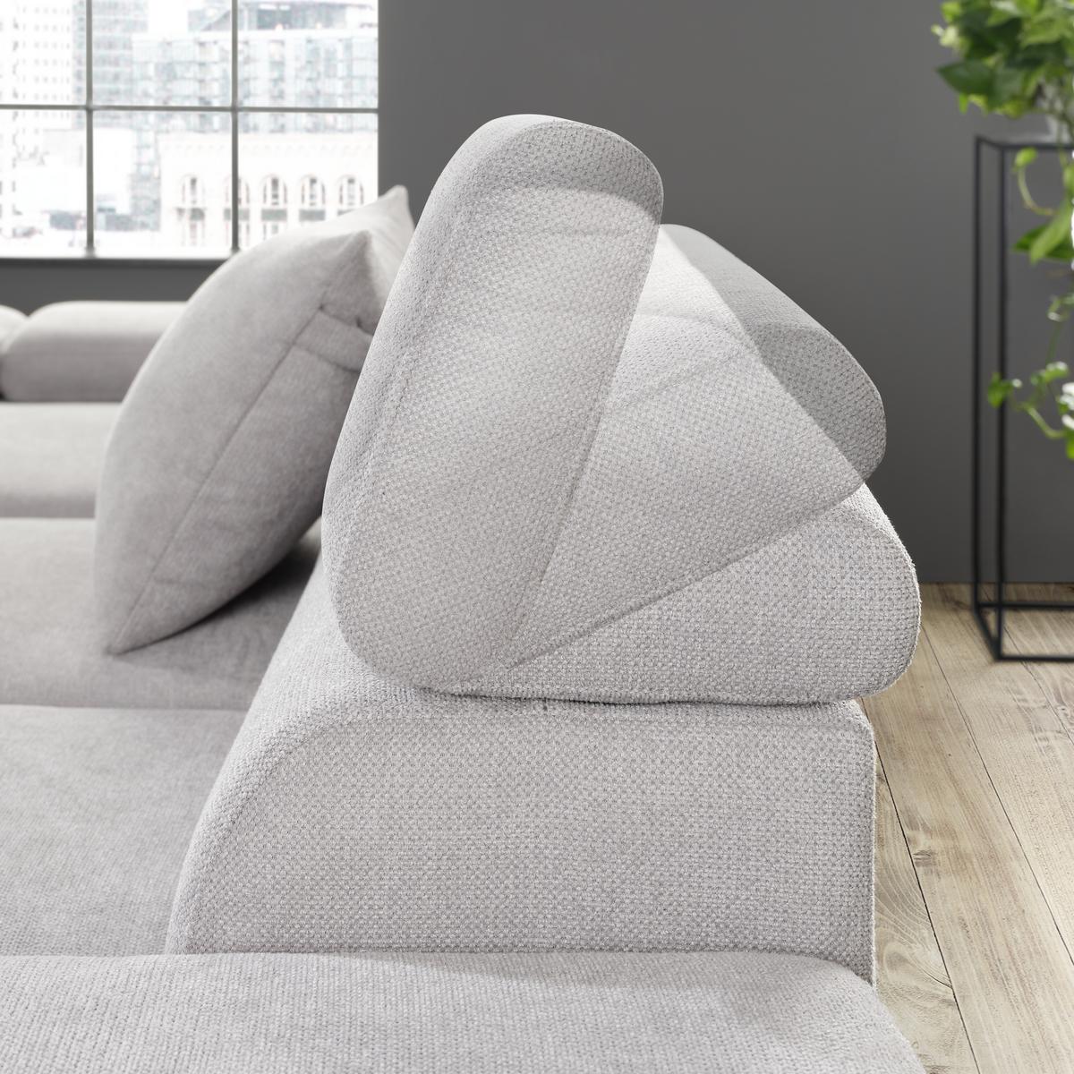 Sedežna Garnitura Molina Mini, Z Ležiščem - črna/svetlo siva, Moderno, kovina/tekstil (189/277cm) - Premium Living