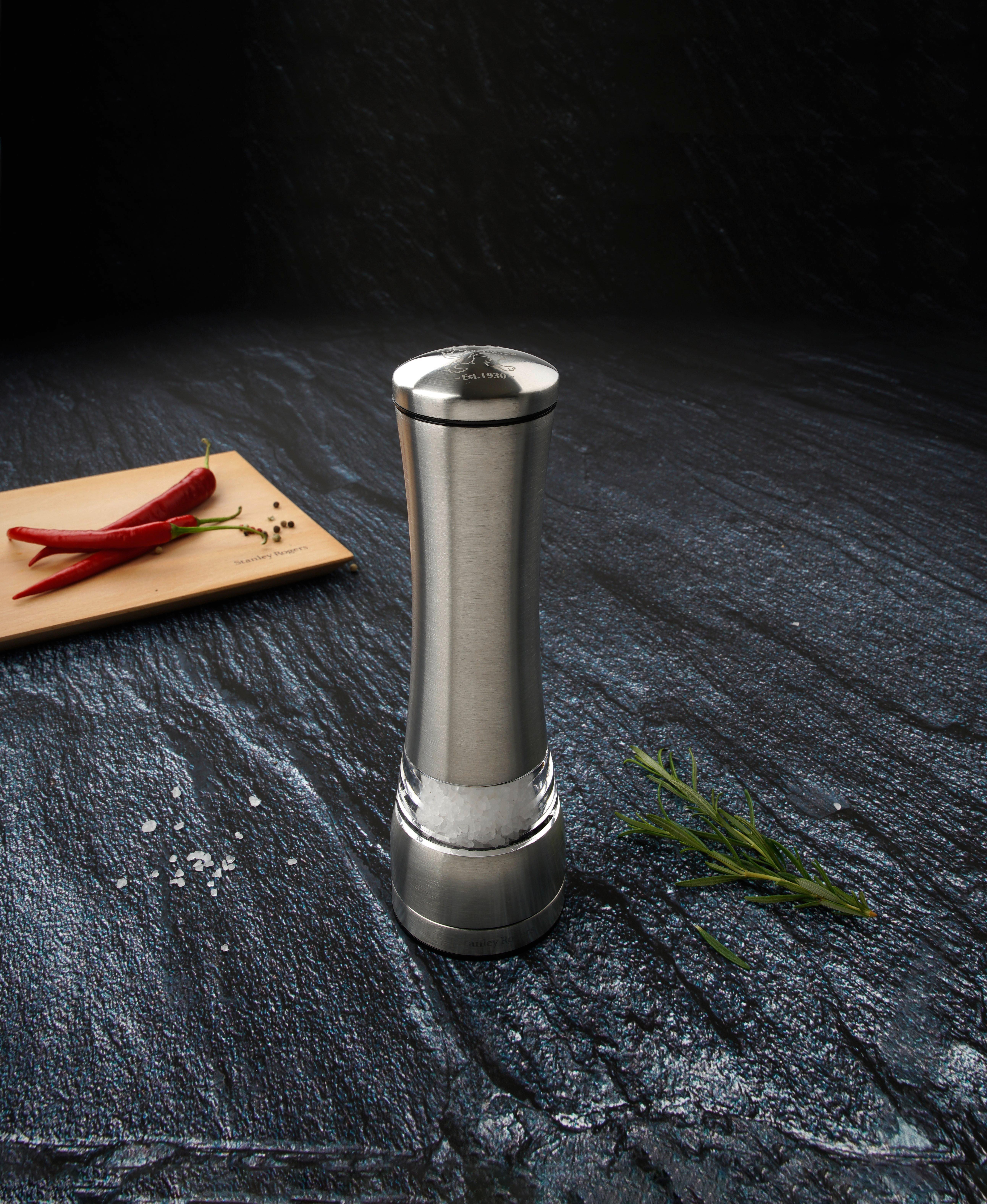 MŁYNEK DO SOLI I PIEPRZU 56150 - kolor stalowy, Basics, metal/ceramika (6,5cm) - Stanley Rogers