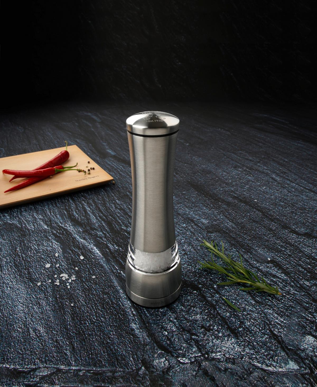 MŁYNEK DO SOLI I PIEPRZU 56150 - kolor stalowy, Basics, metal/ceramika (6,5cm) - Stanley Rogers